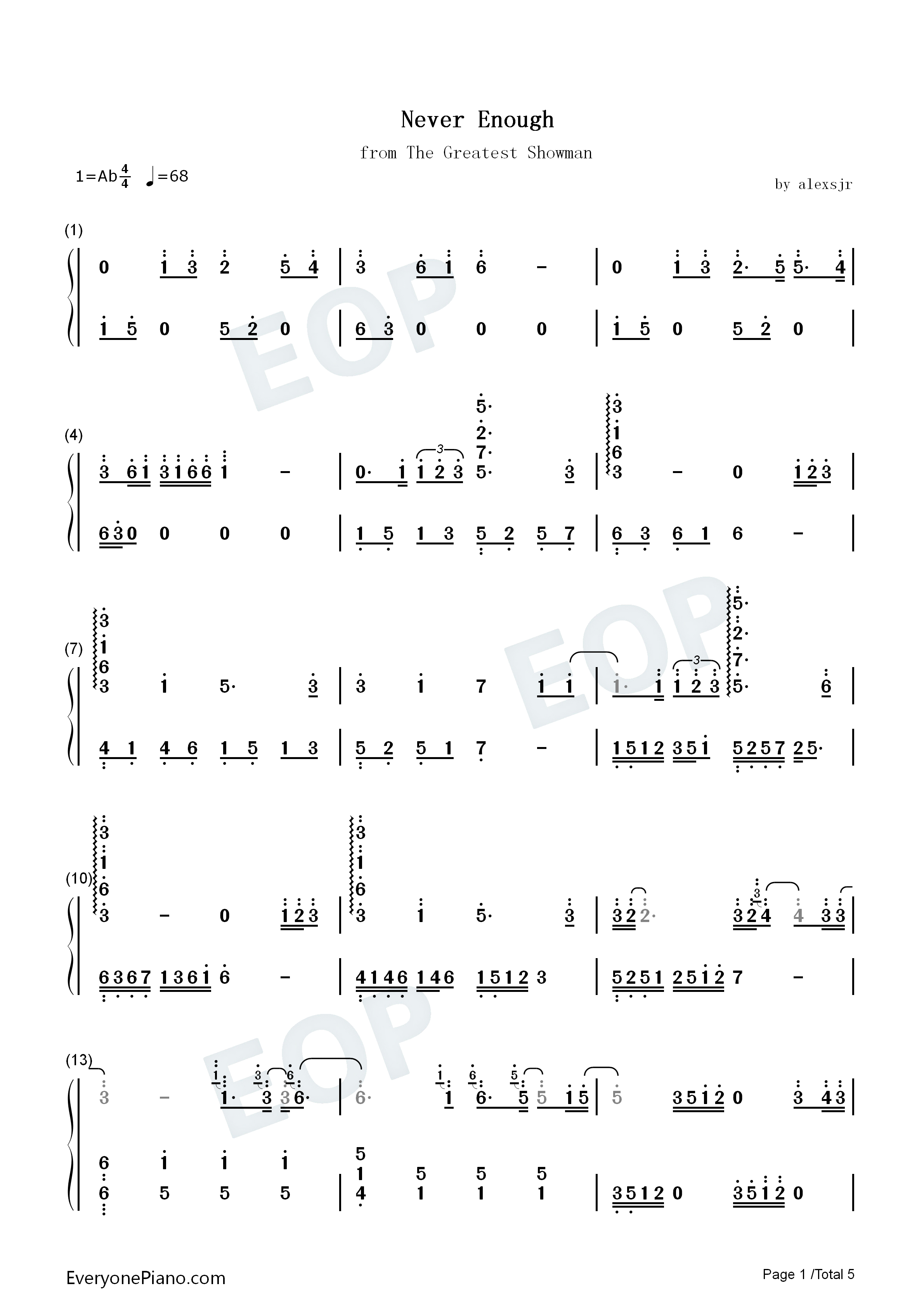 Never_Enough钢琴简谱_Loren_Allred演唱