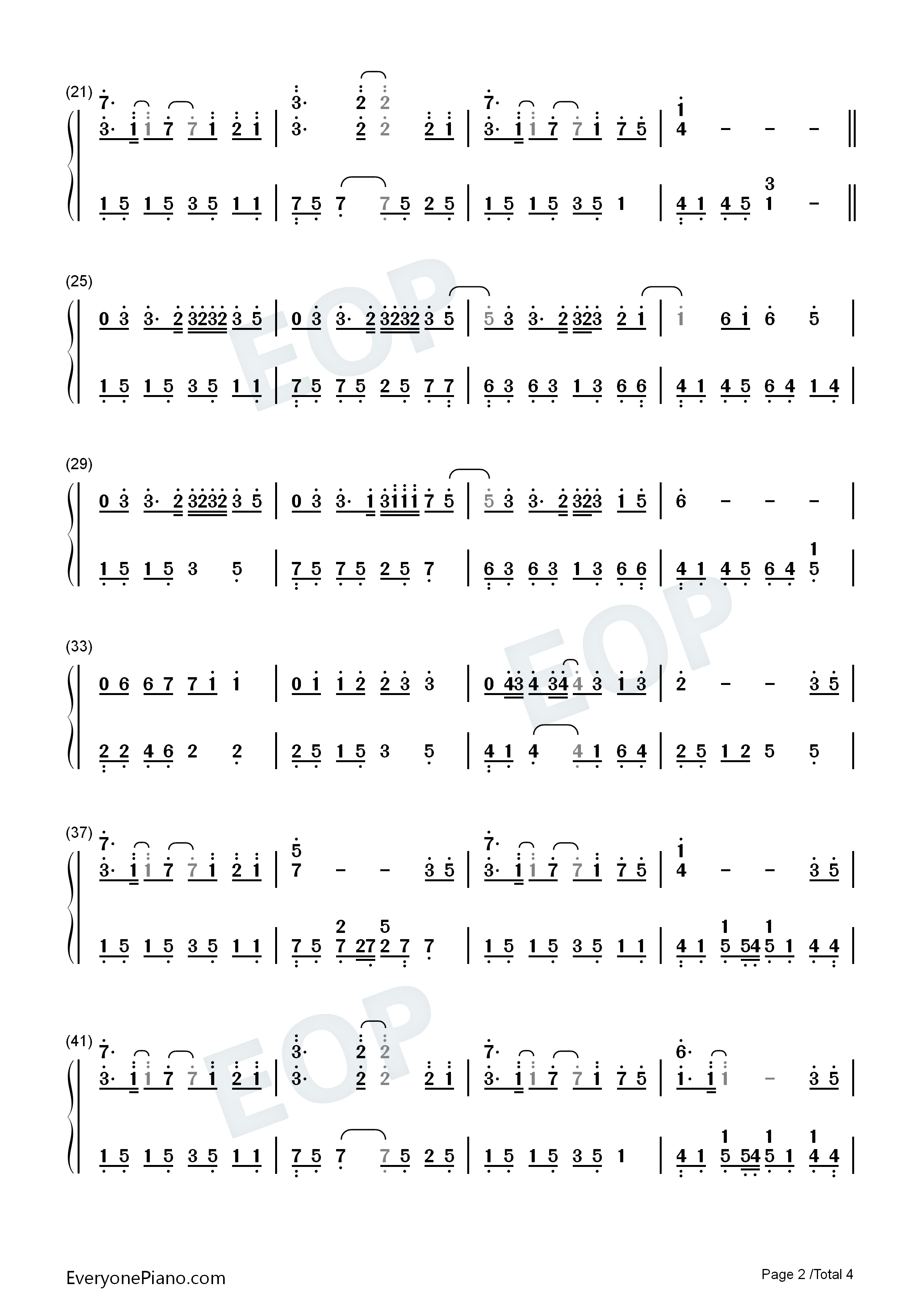 好想好想你钢琴简谱_邓紫棋演唱