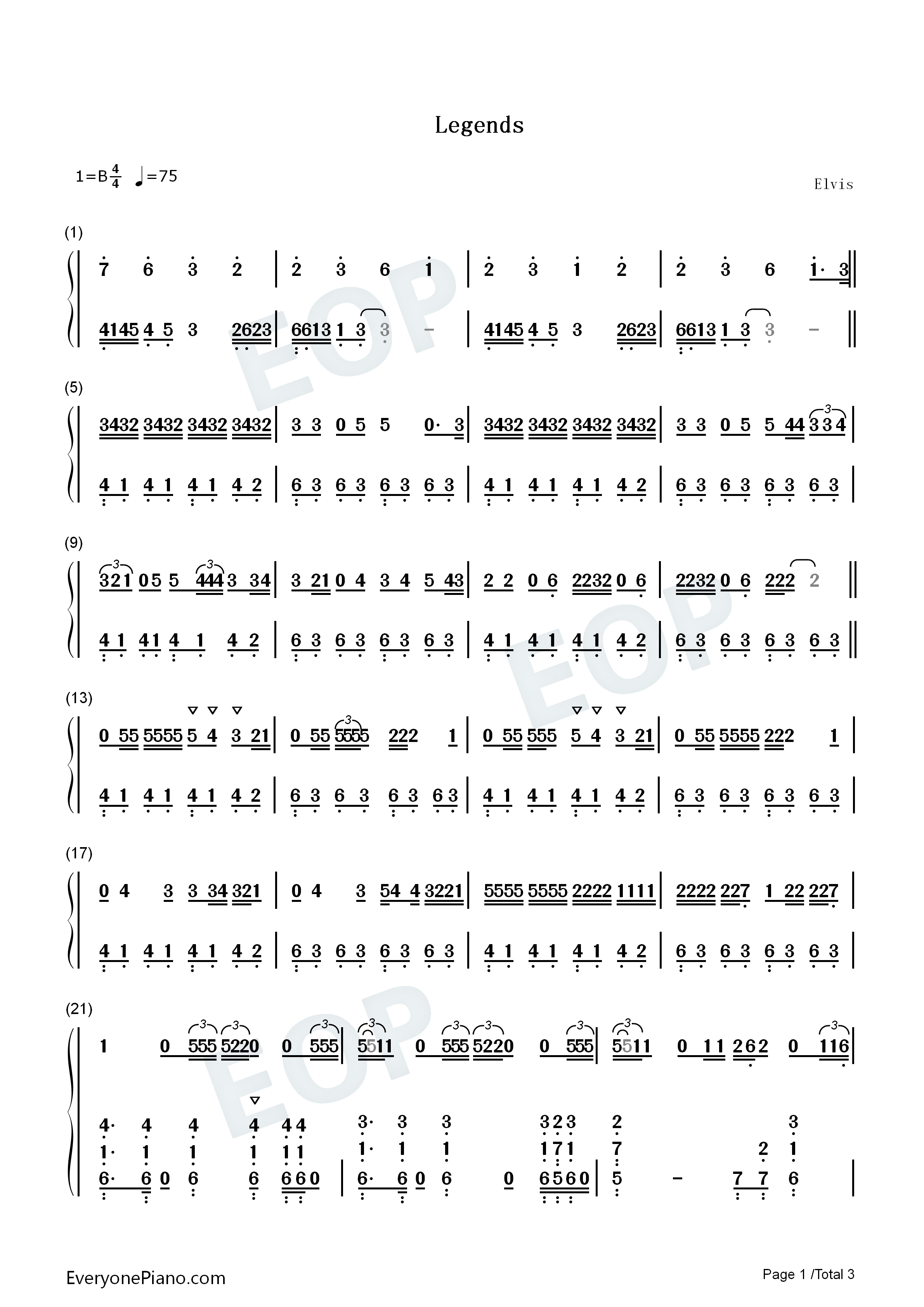 Legends钢琴简谱_Juice_Wrld演唱