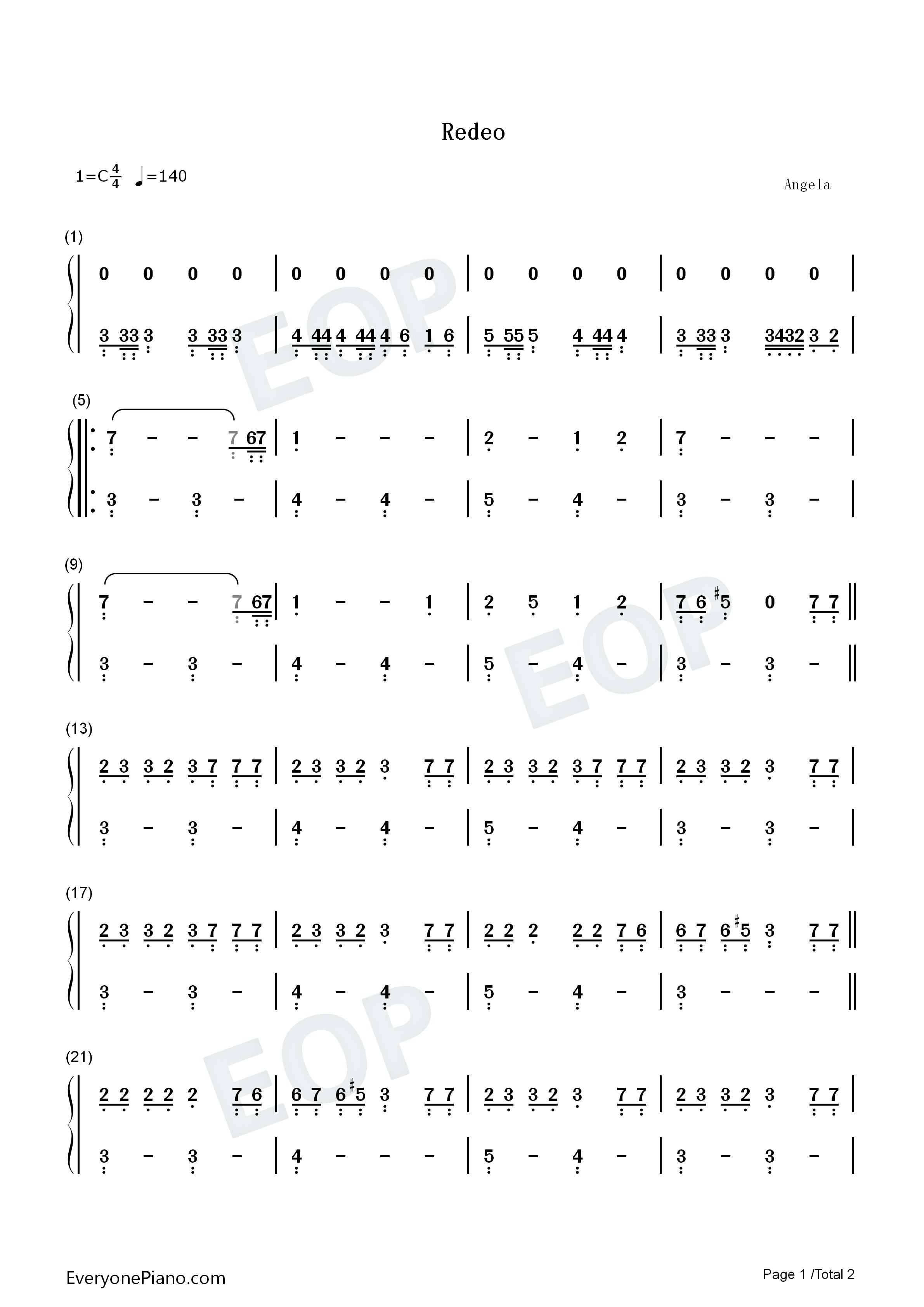 Rodeo钢琴简谱_Lil_Nas_X_Cardi_B演唱