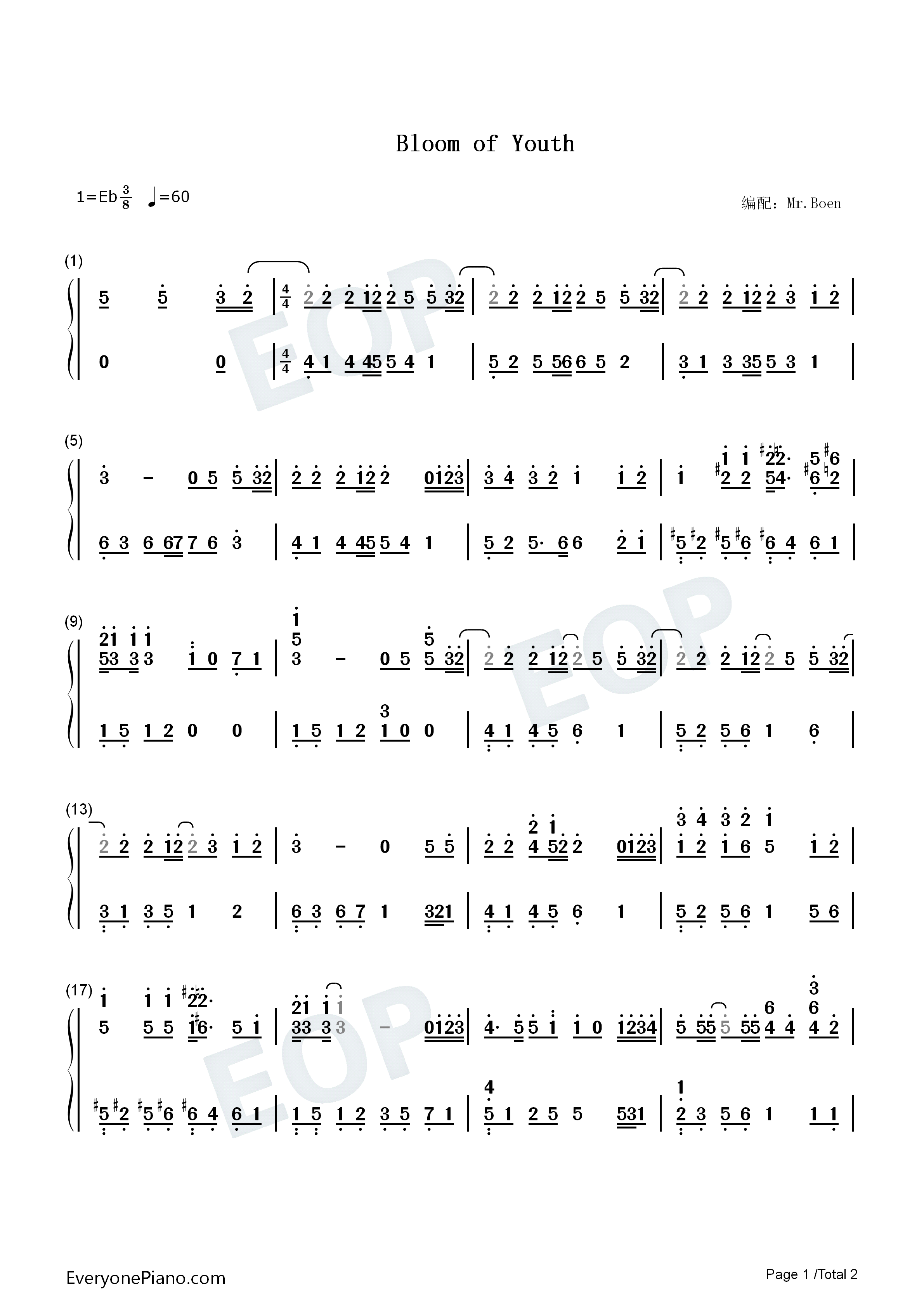 Bloom_of_Youth钢琴简谱_清水準一演唱