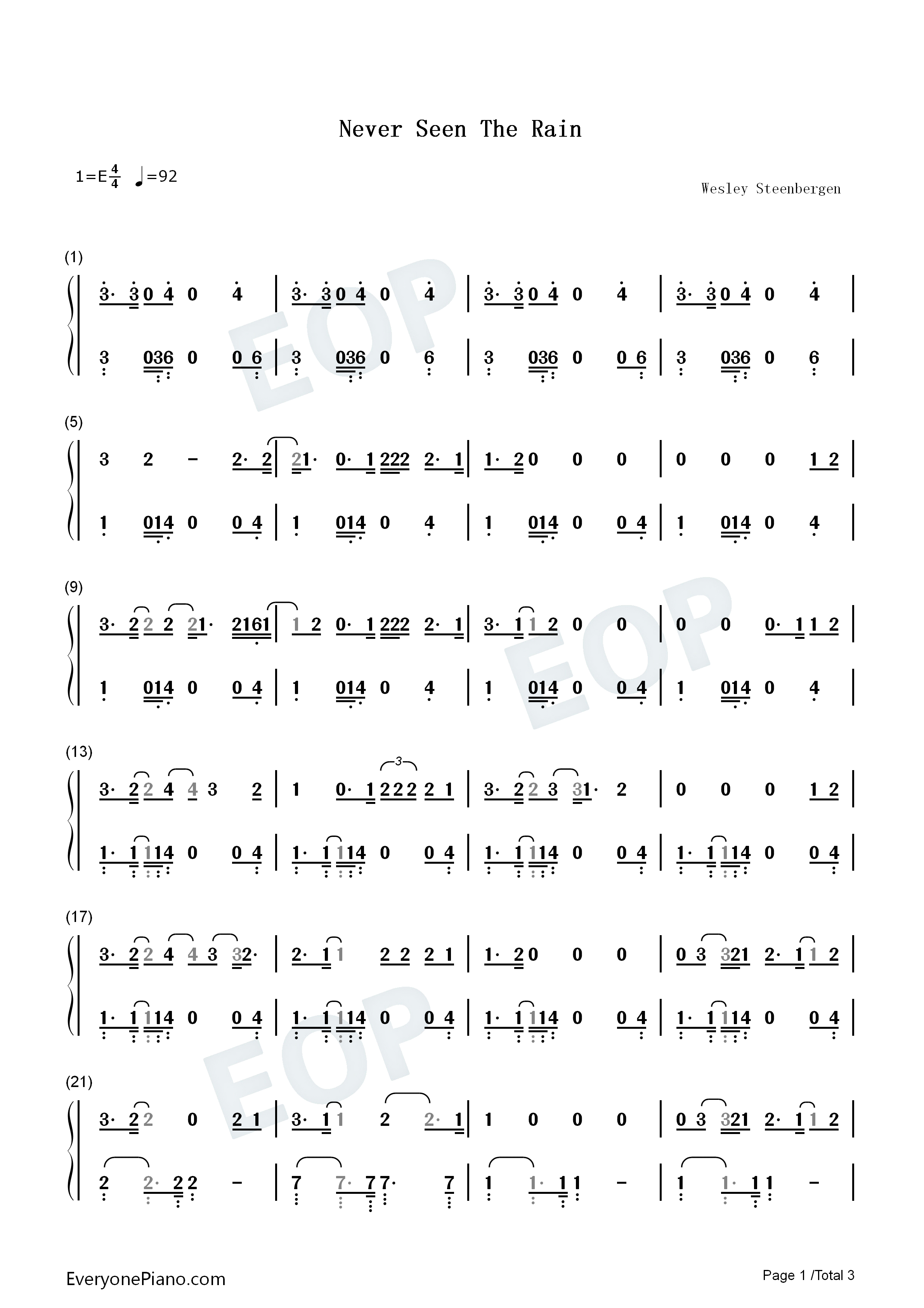 Never_Seen_the_Rain钢琴简谱_Tones_and_I演唱