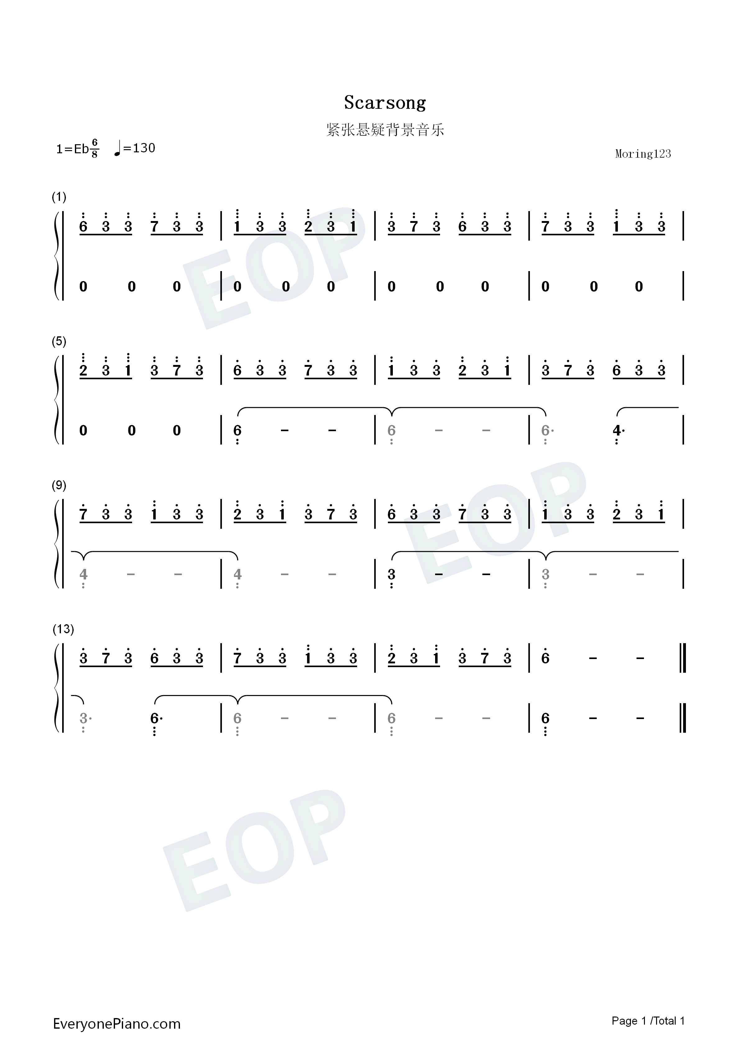 Scarsong钢琴简谱_不详演唱