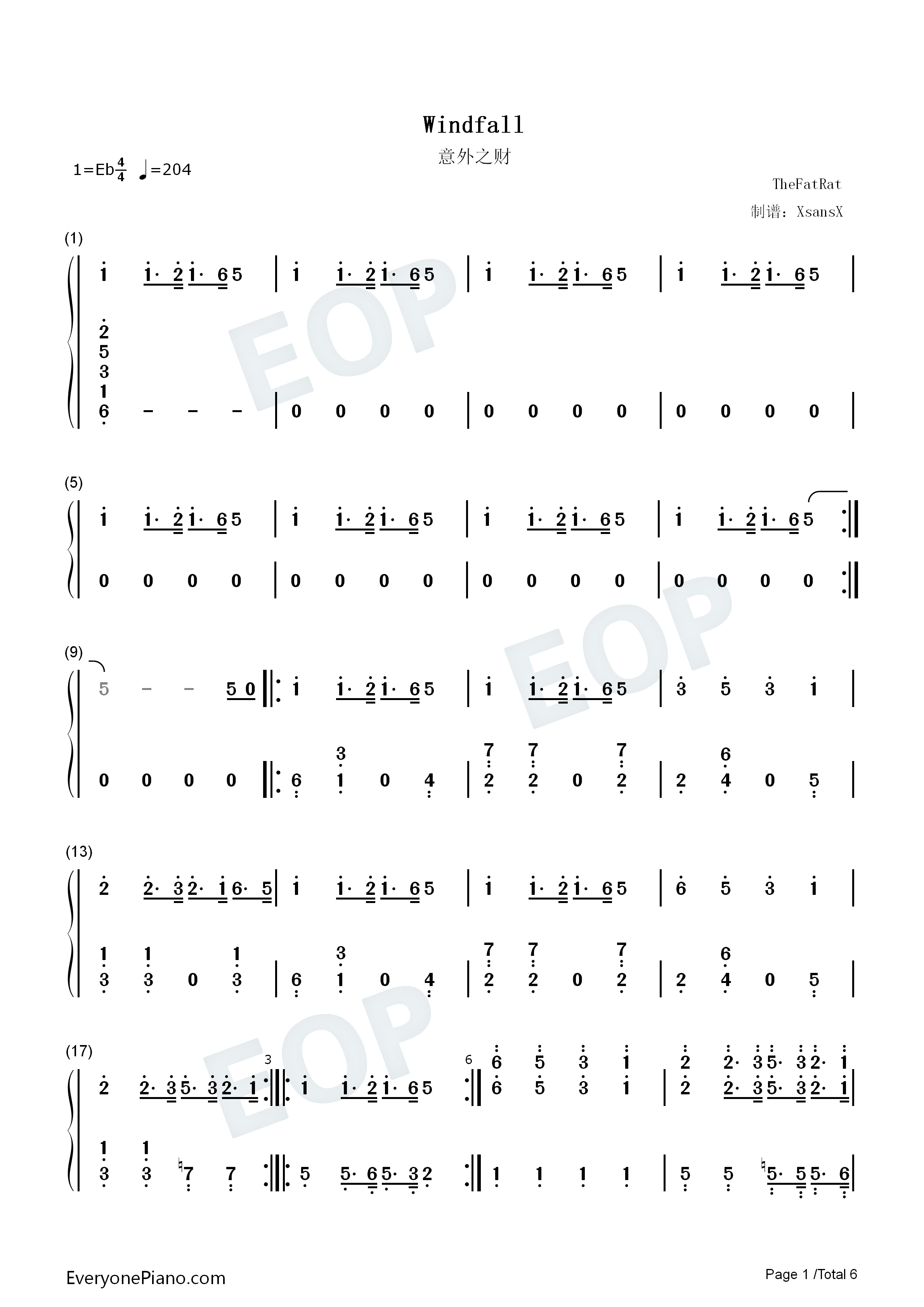 Windfall钢琴简谱_TheFatRat演唱