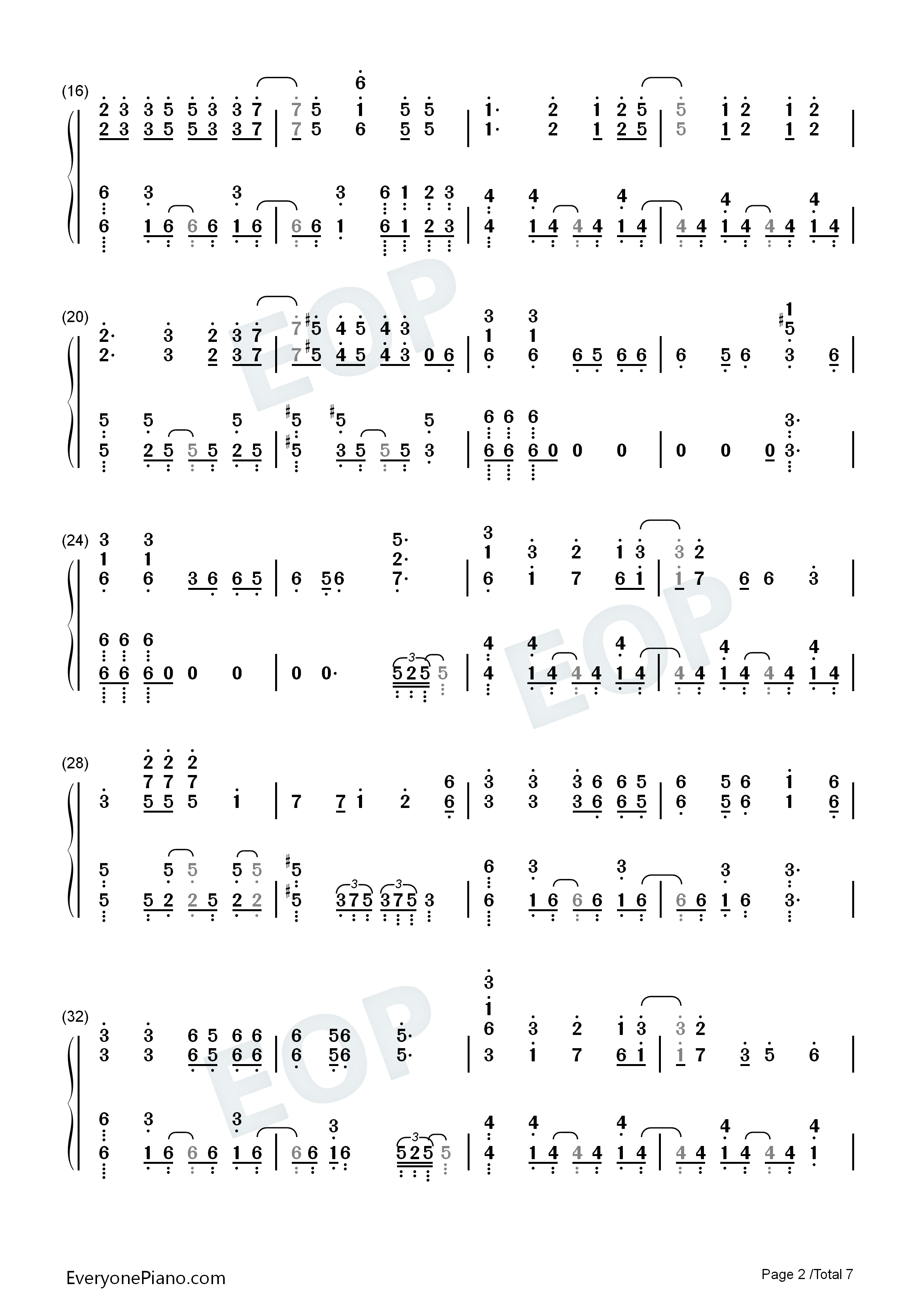 No.7钢琴简谱_地缚少年乐队演唱