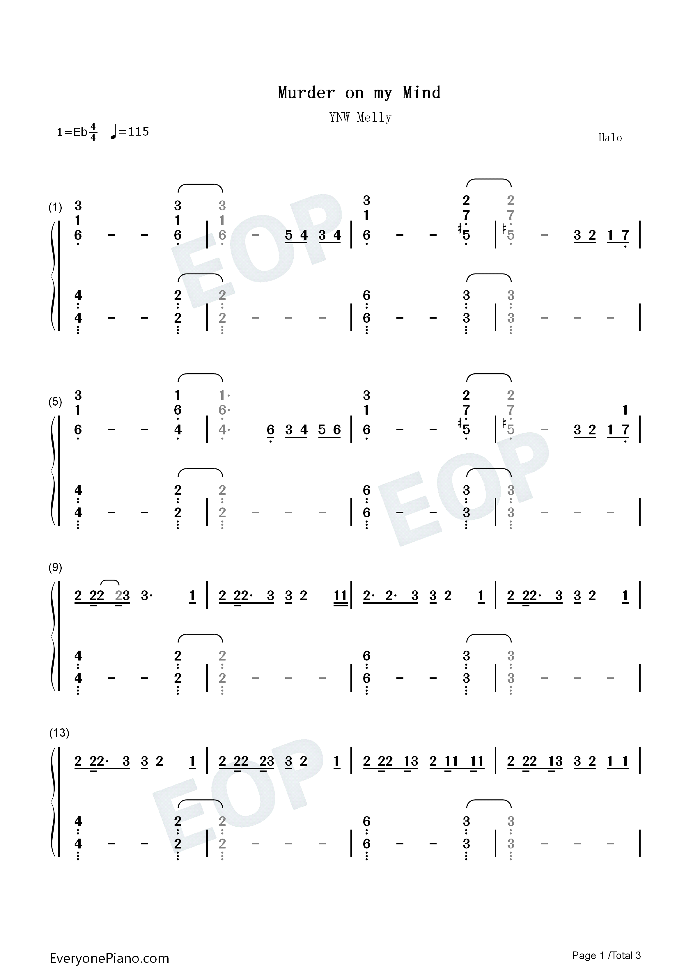 Murder_on_my_Mind钢琴简谱_YNW_Melly演唱