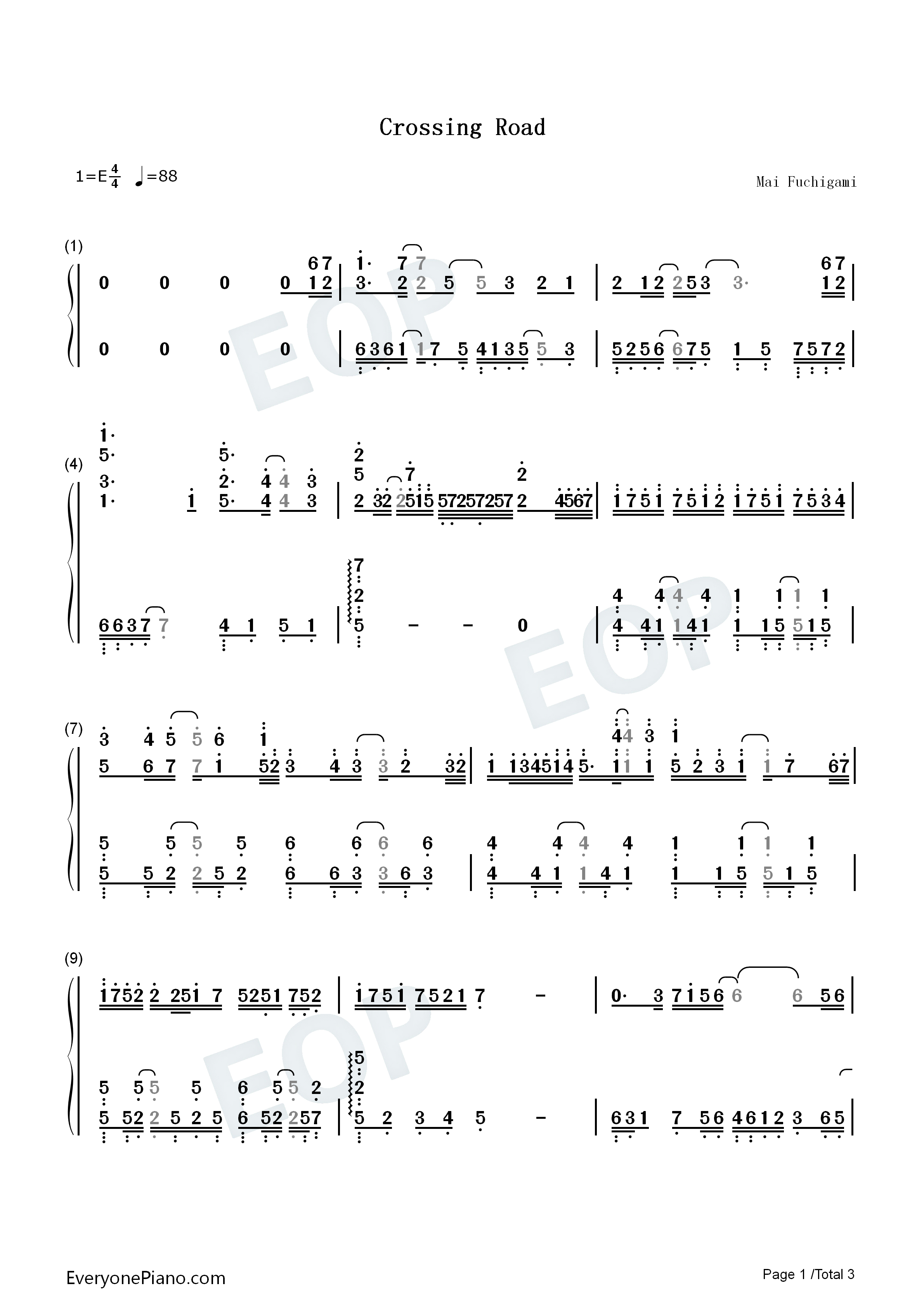 Crossing_Road钢琴简谱_渕上舞演唱