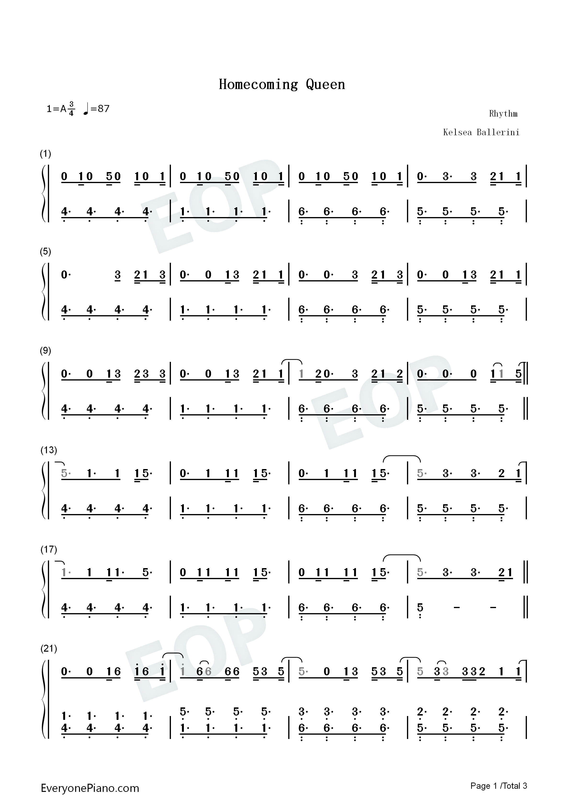 Homecoming_Queen钢琴简谱_Kelsea_Ballerini演唱