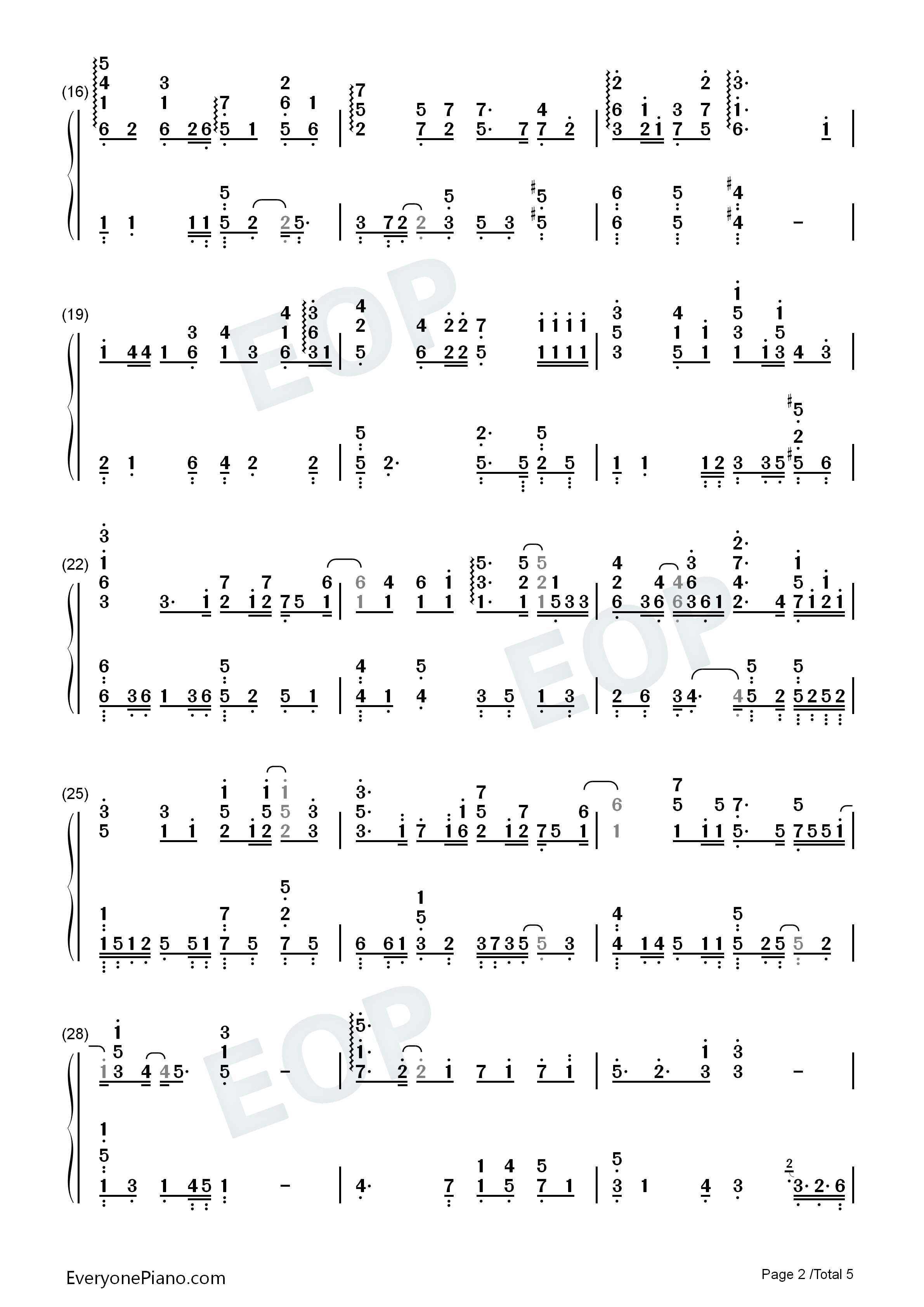 后来遇见他钢琴简谱_胡66演唱