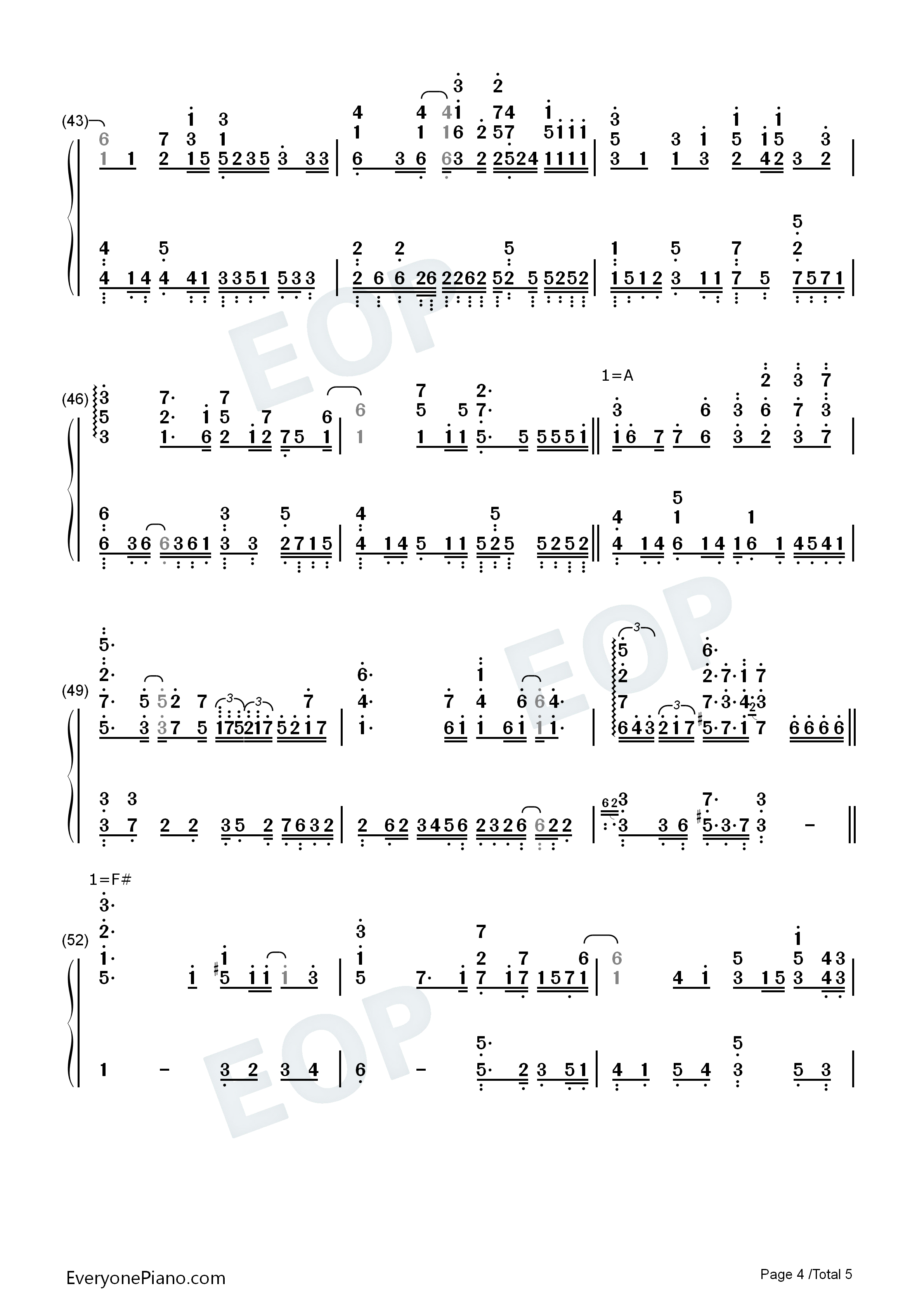 后来遇见他钢琴简谱_胡66演唱