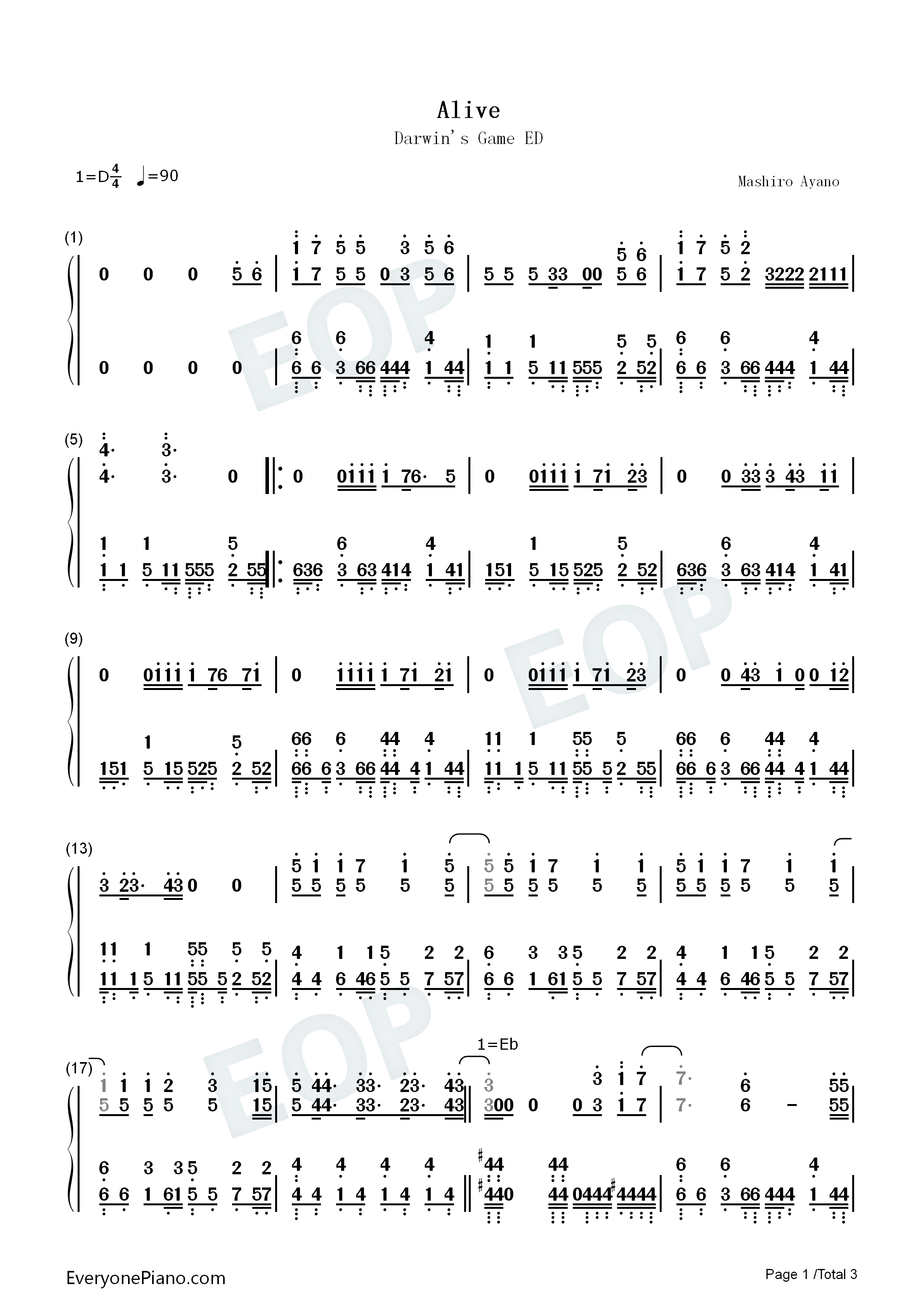 Alive钢琴简谱_绫野真白演唱