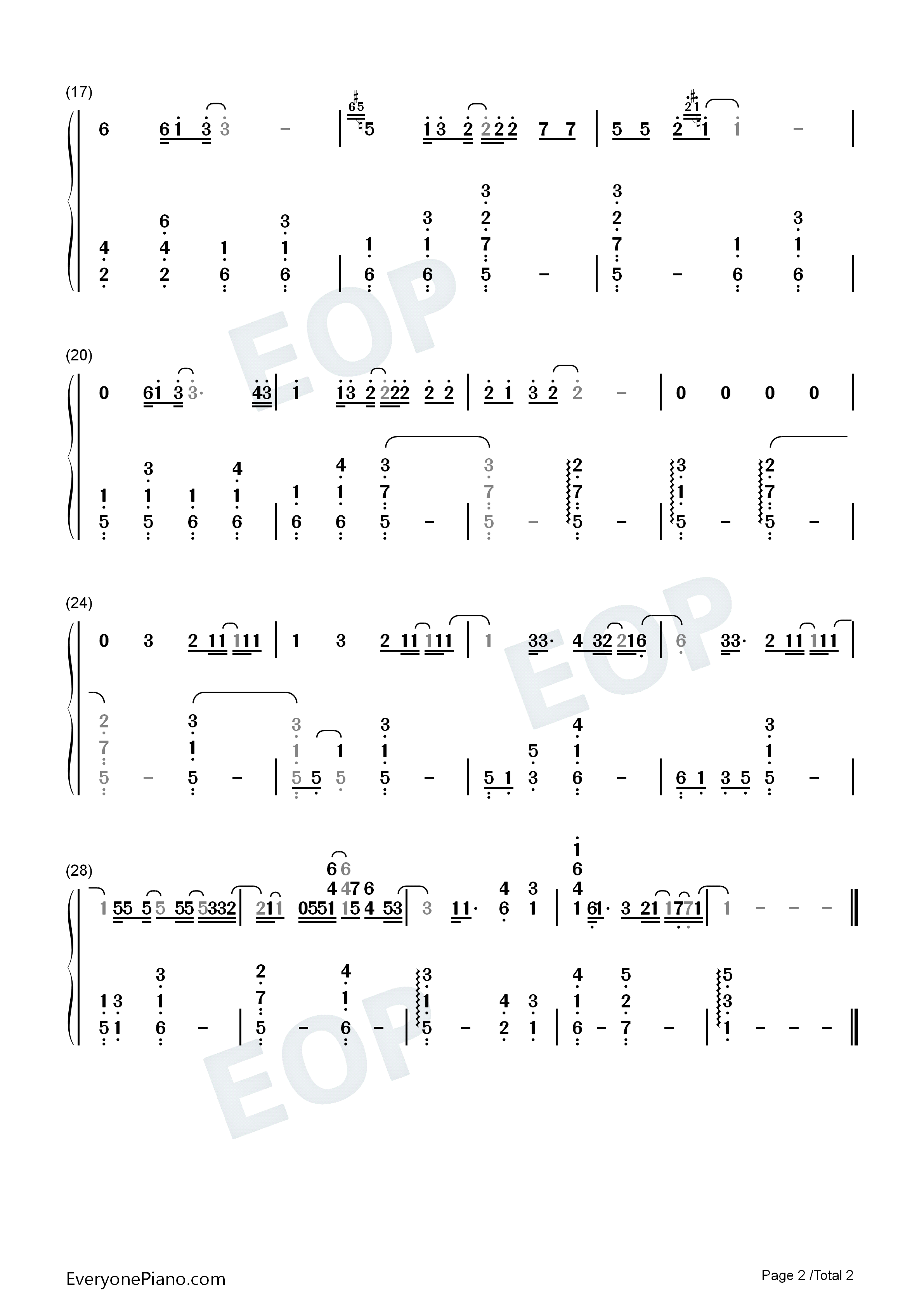 Only_The_Brave钢琴简谱_Louis_Tomlinson演唱