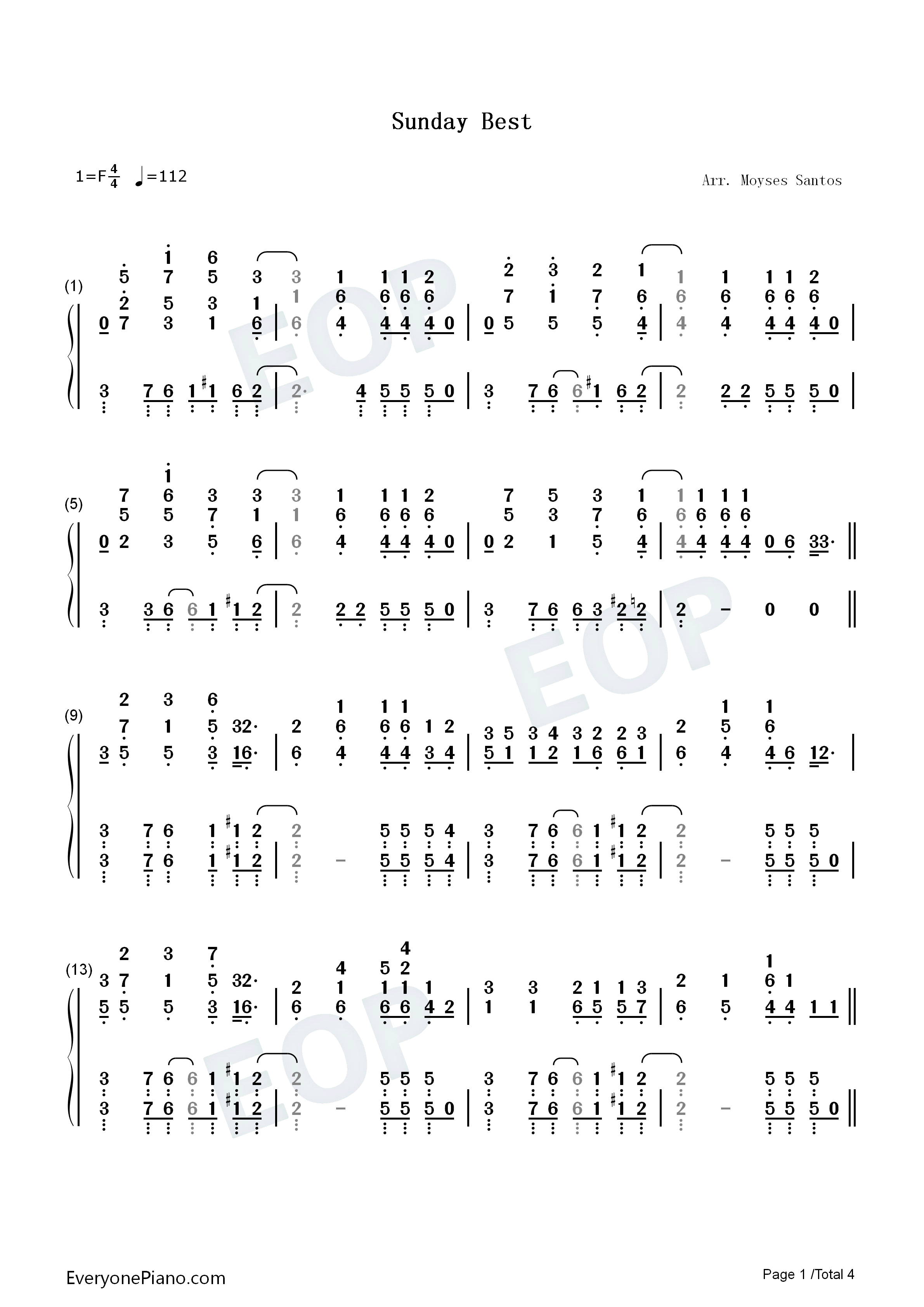 Sunday_Best钢琴简谱_Surfaces演唱