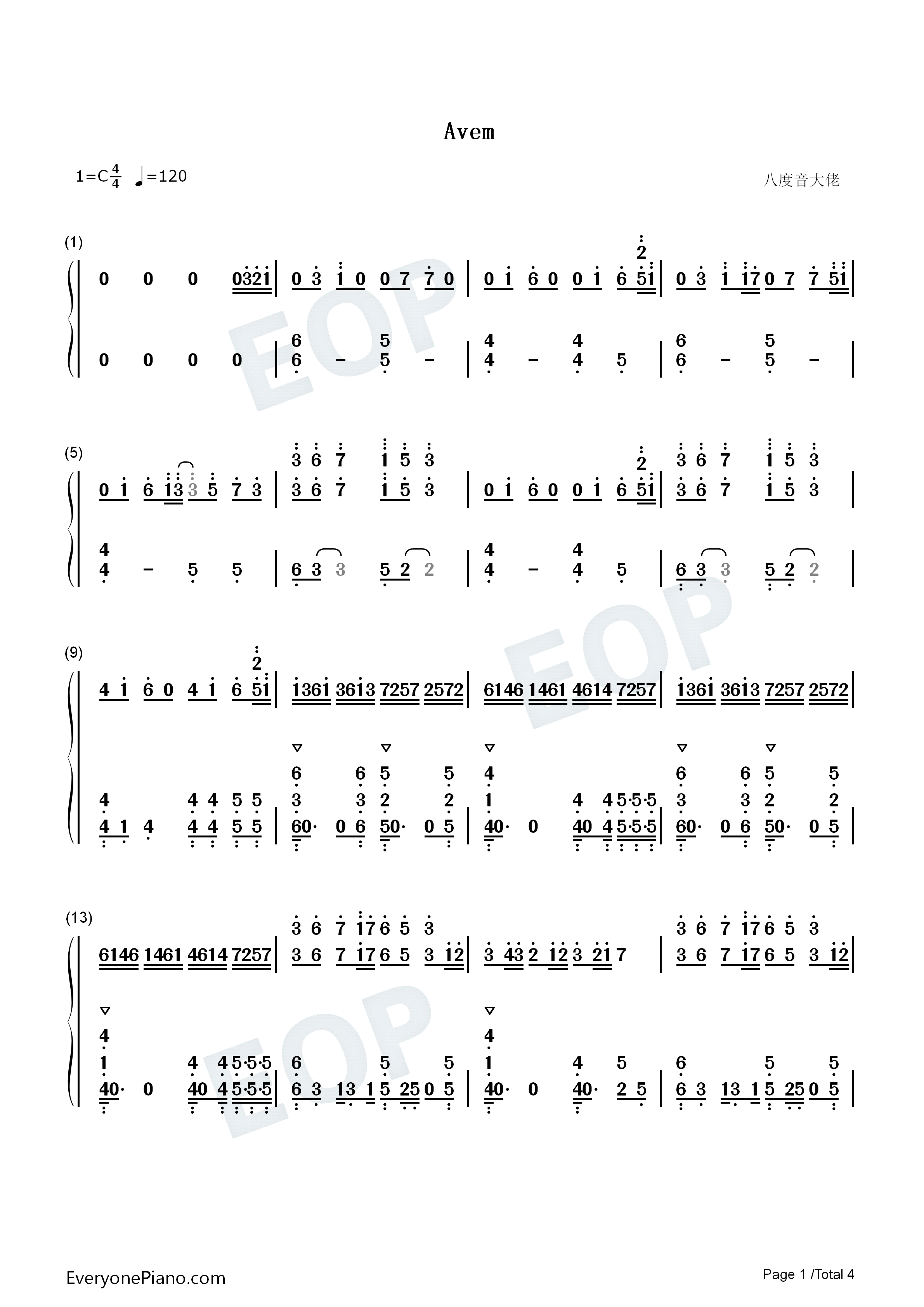 Avem钢琴简谱_Alan_Walker演唱