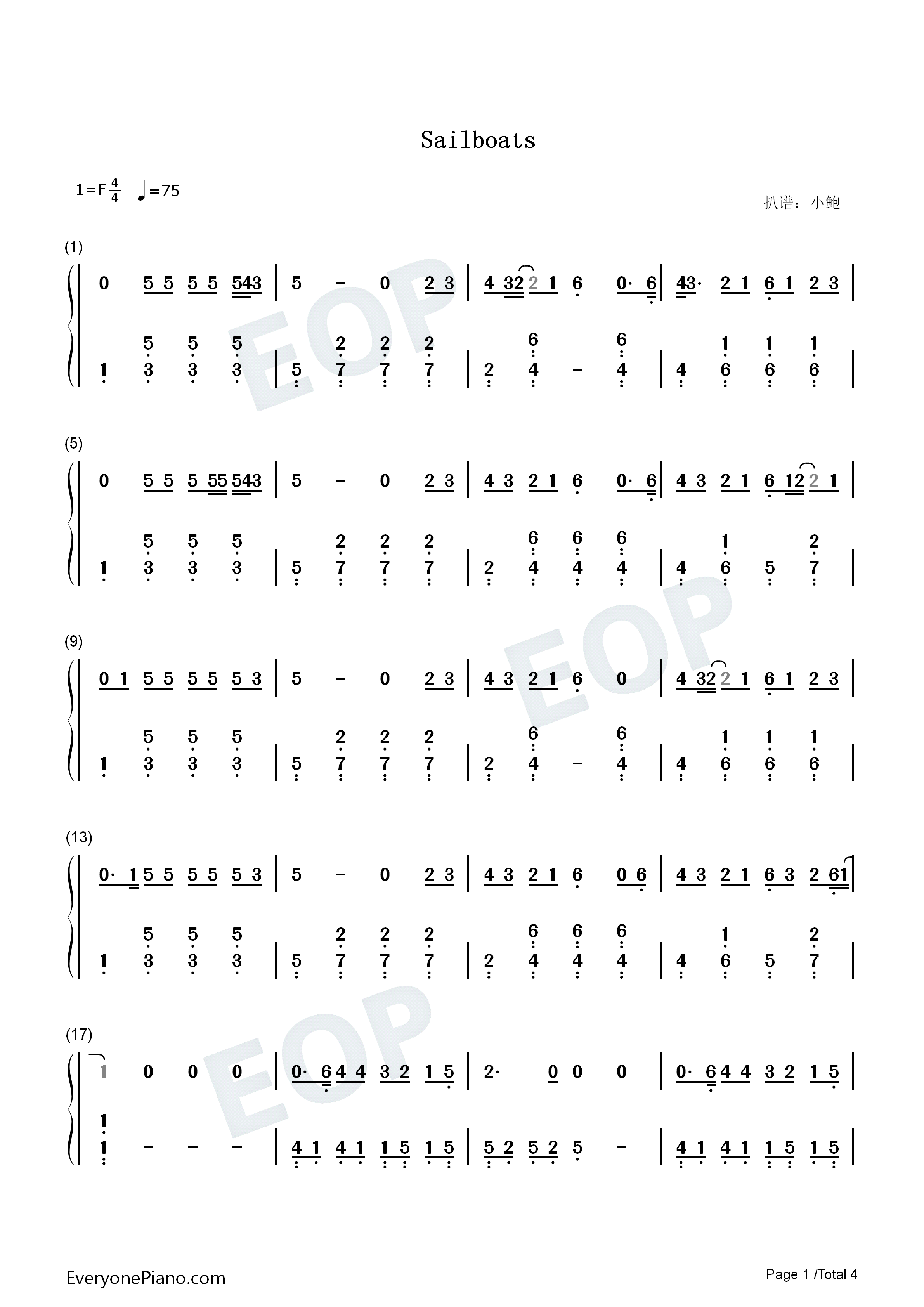 Sailboats钢琴简谱_Sky_Sailing演唱