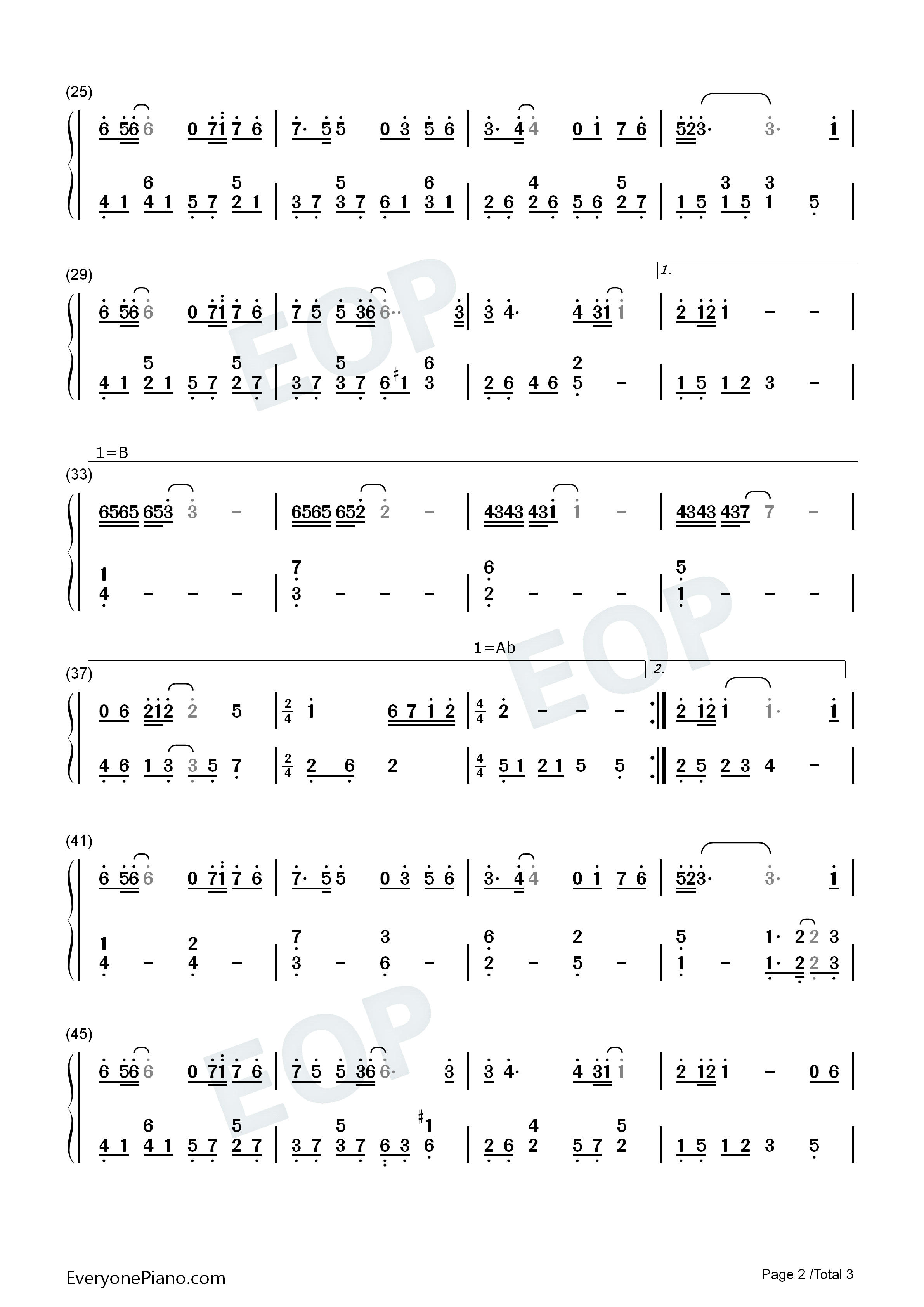 再见一面钢琴简谱_于文文演唱