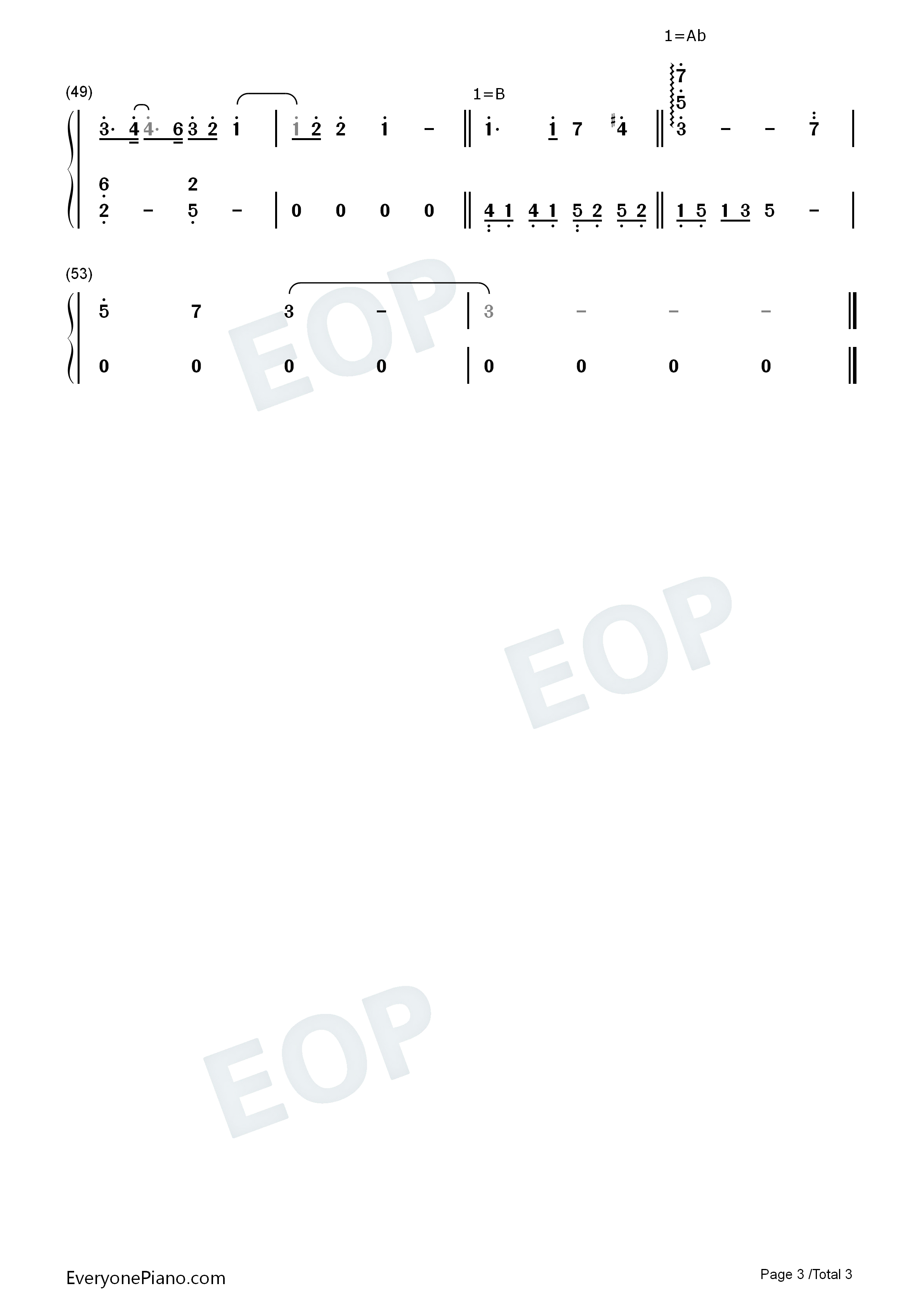 再见一面钢琴简谱_于文文演唱