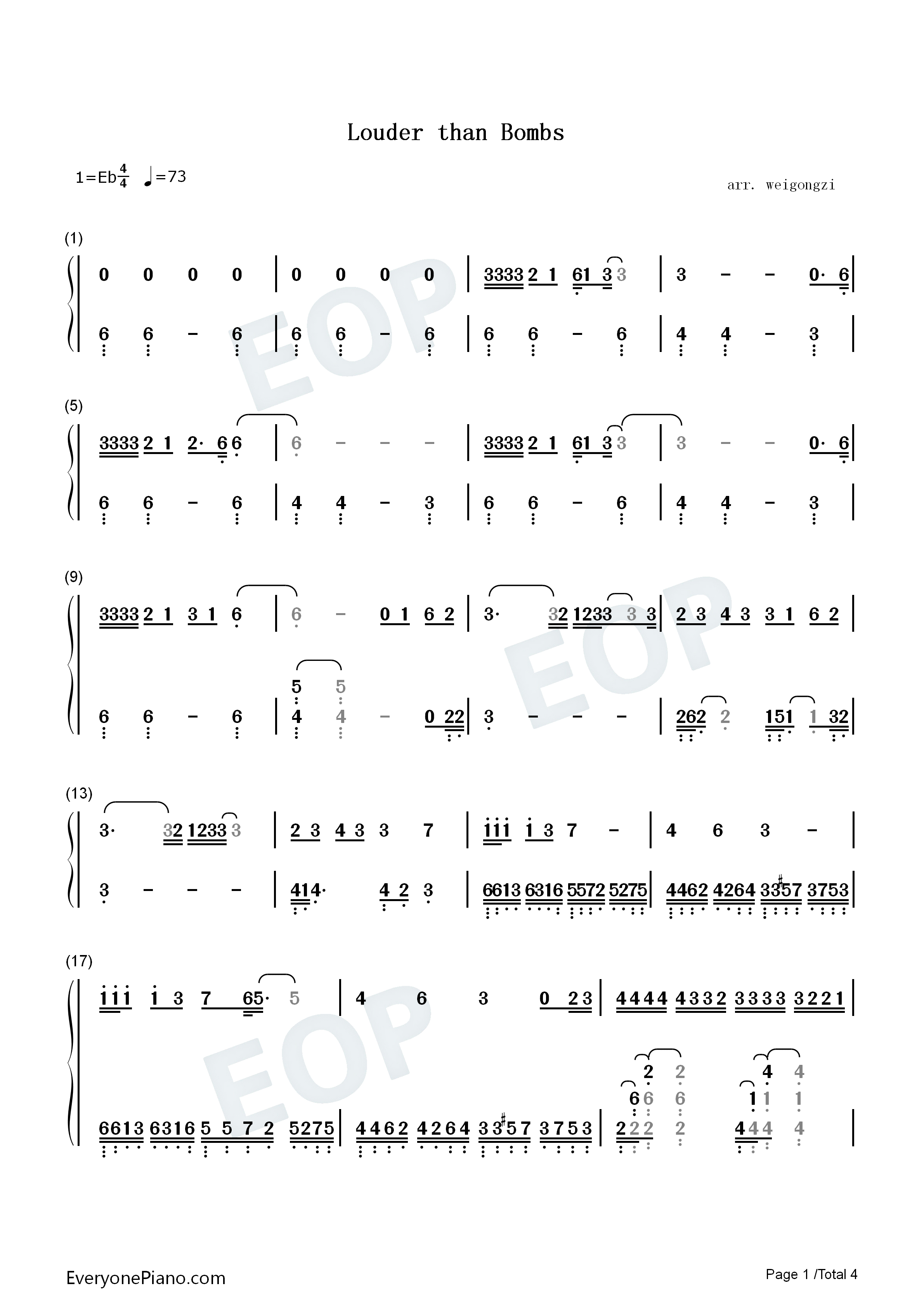 Louder_Than_Bombs钢琴简谱_防弹少年团演唱