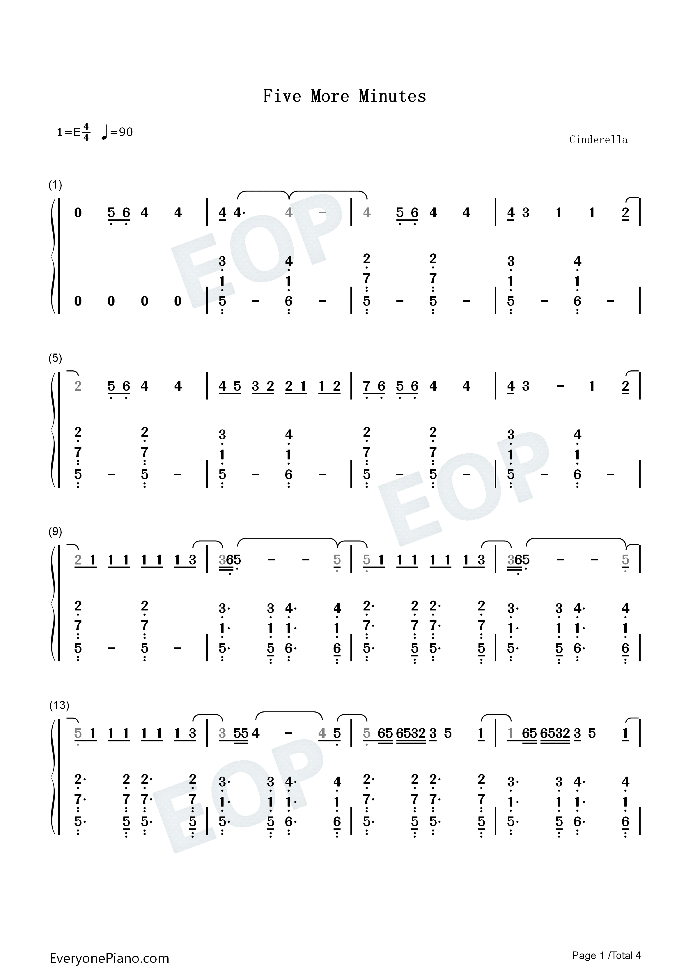 Five_More_Minutes钢琴简谱_Jonas_Brothers演唱