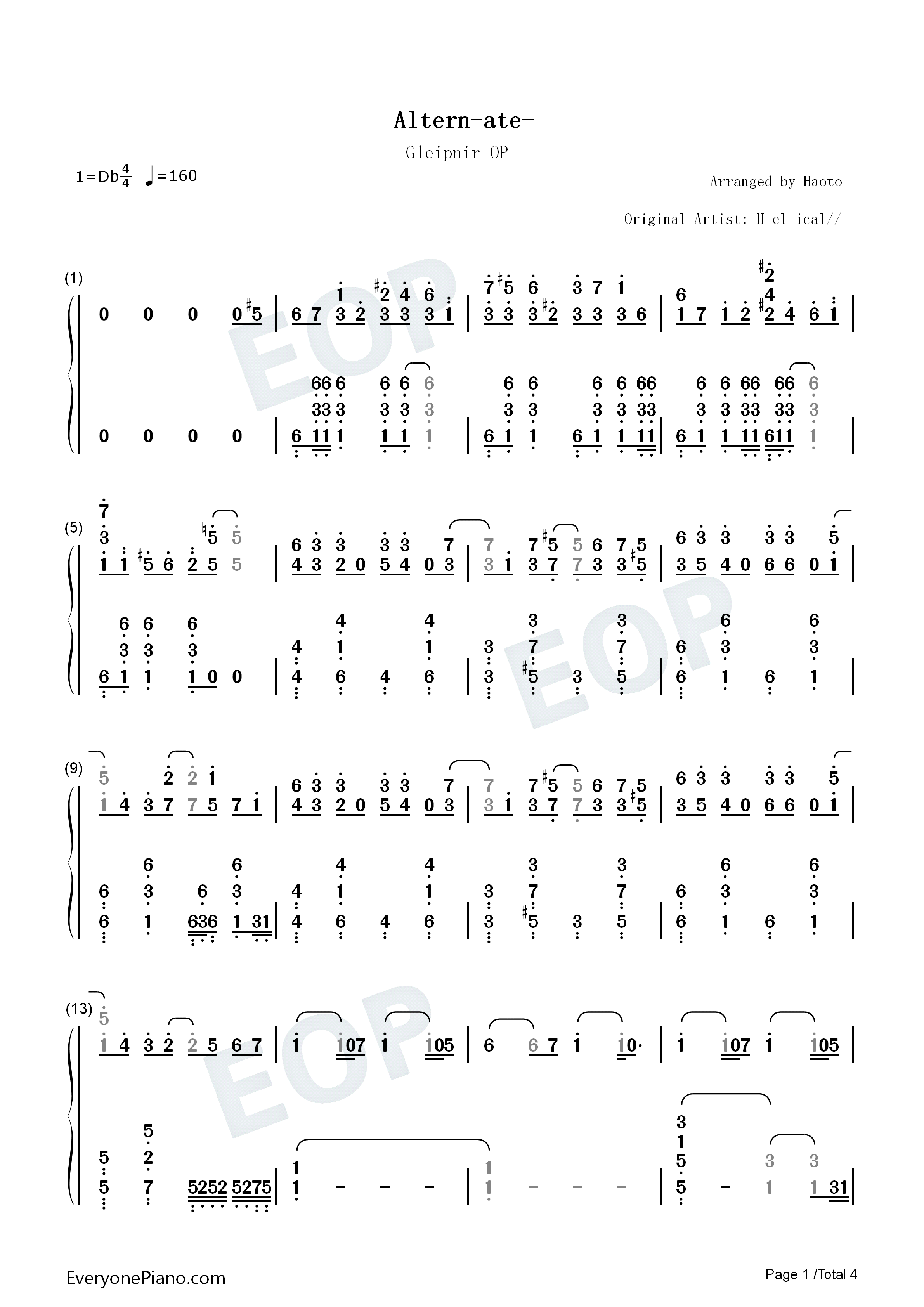 Altern钢琴简谱_H_el_ical//演唱