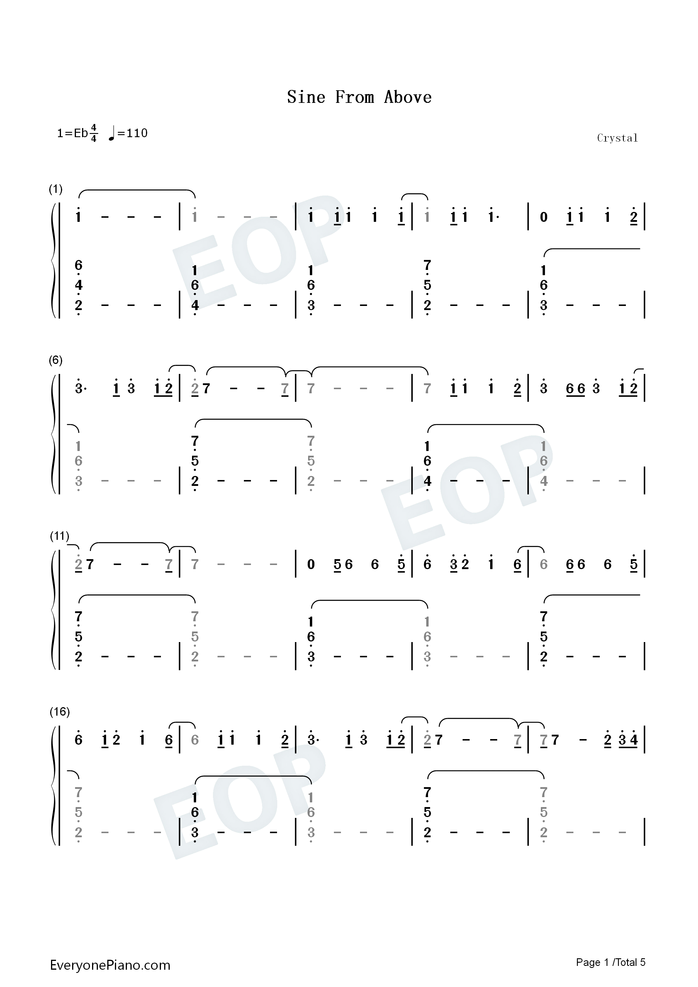 Sine_From_Above钢琴简谱_Lady_Gaga_Elton_John演唱