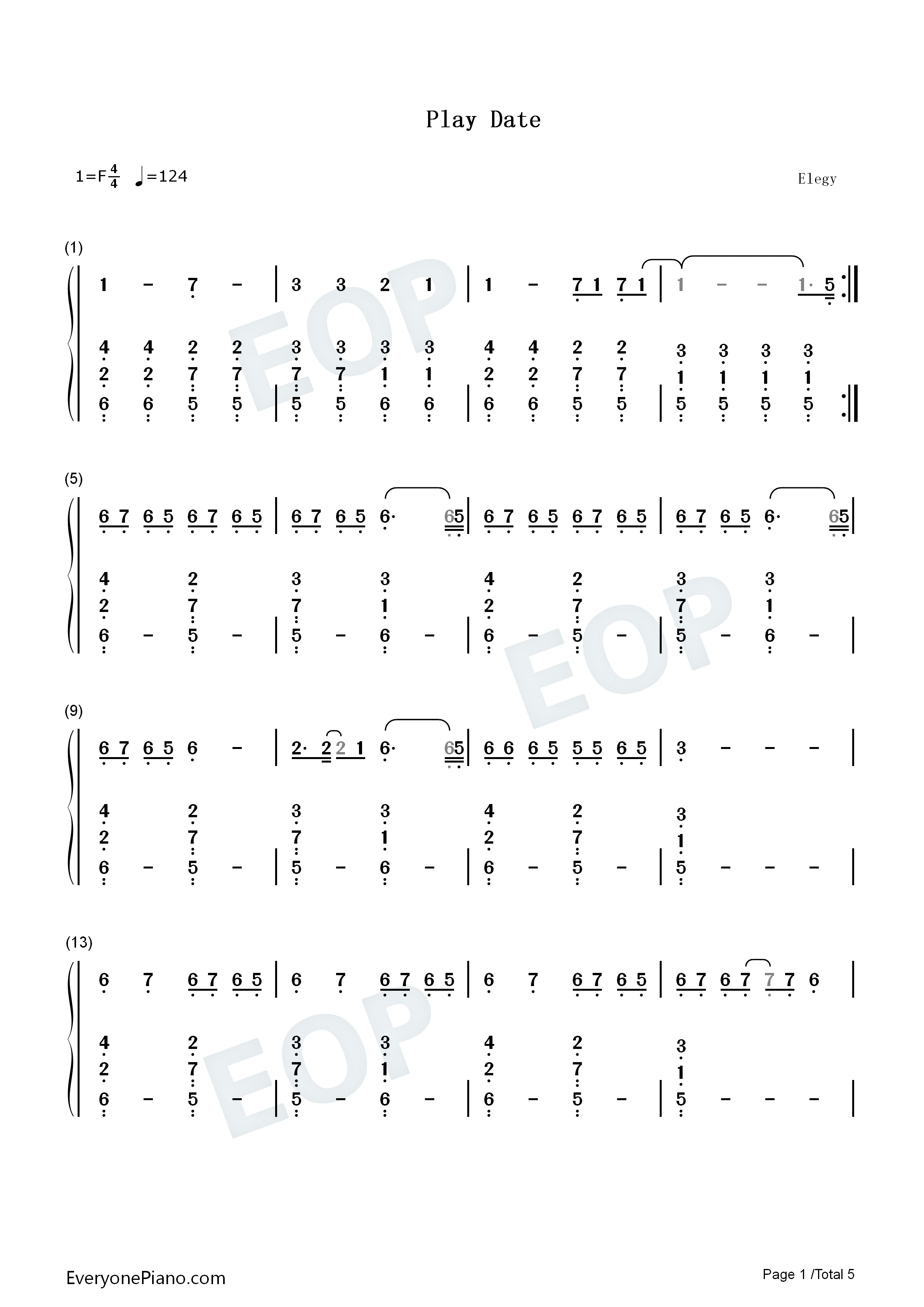 Play_Date钢琴简谱_Melanie_Martinez演唱