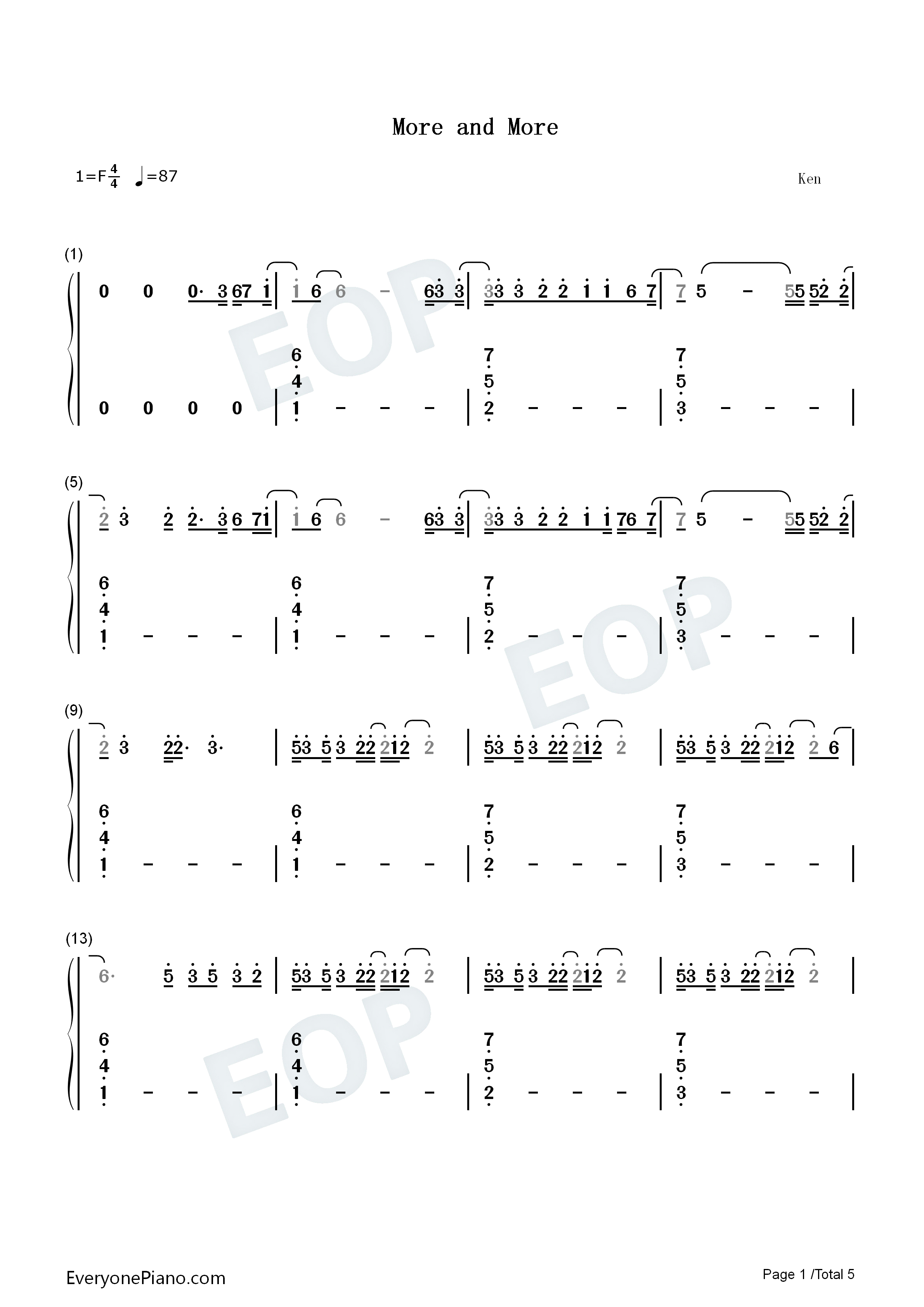 More_and_More钢琴简谱_TWICE演唱