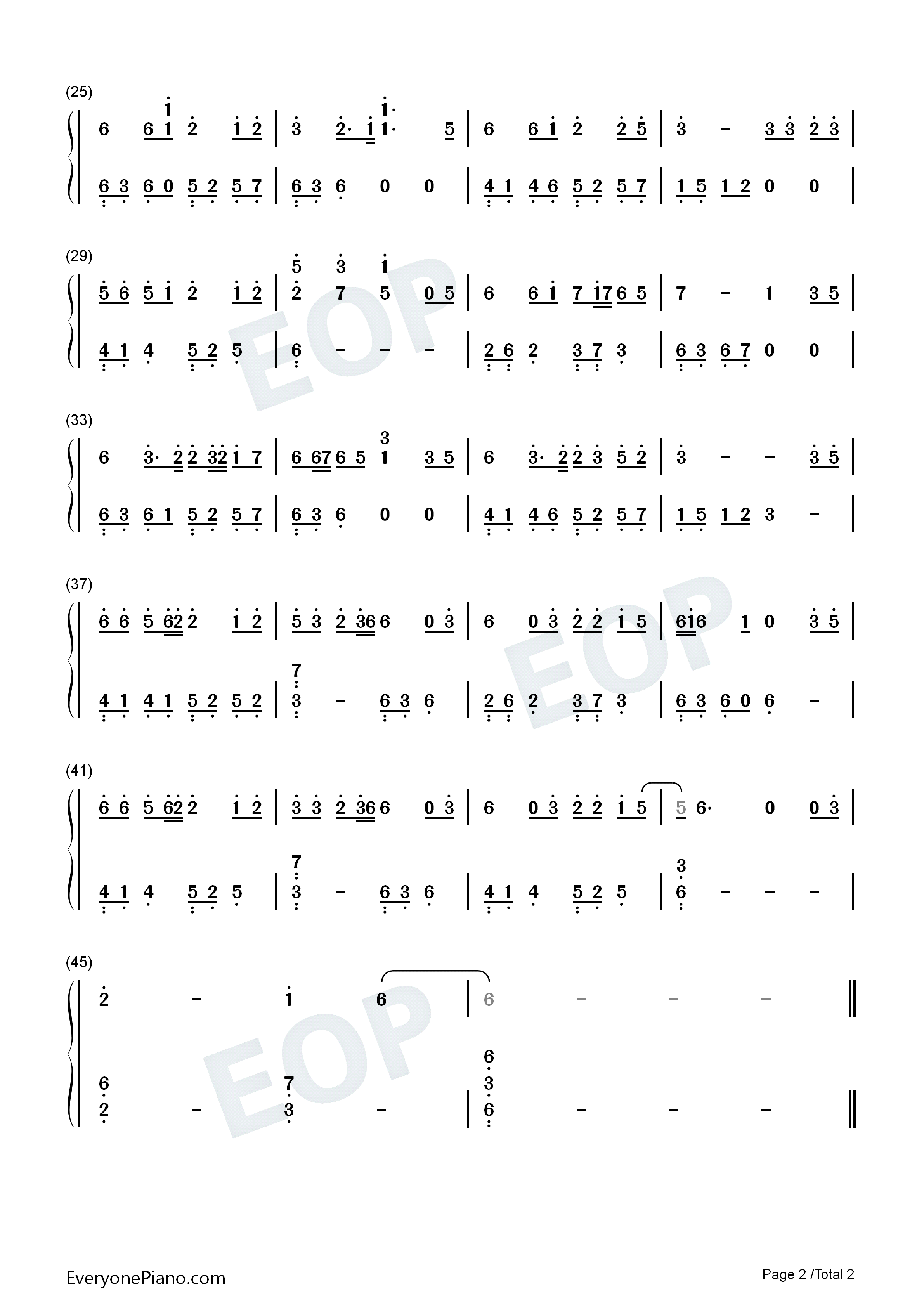 三生缘钢琴简谱_程响演唱