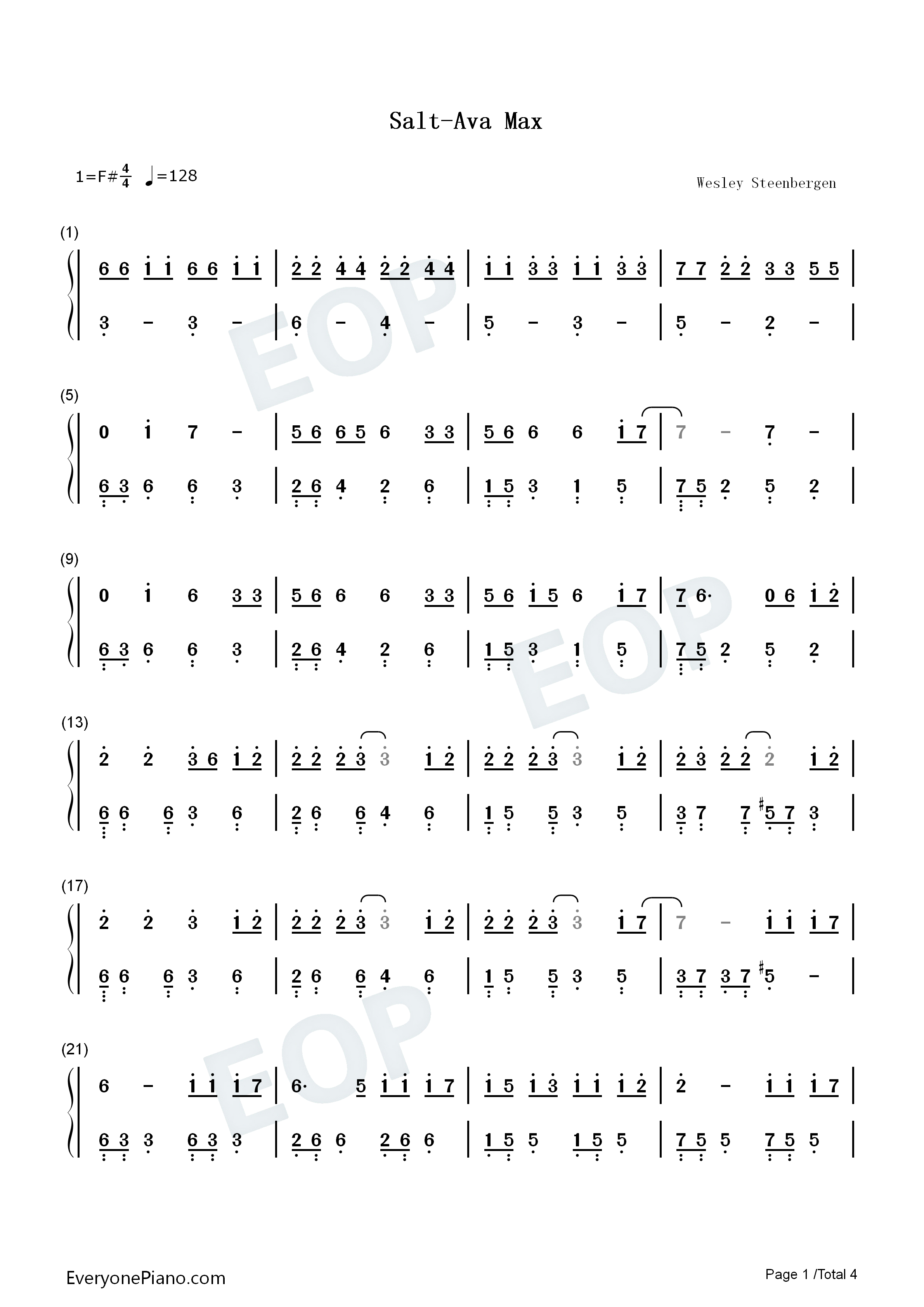 Salt钢琴简谱_Ava_Max演唱