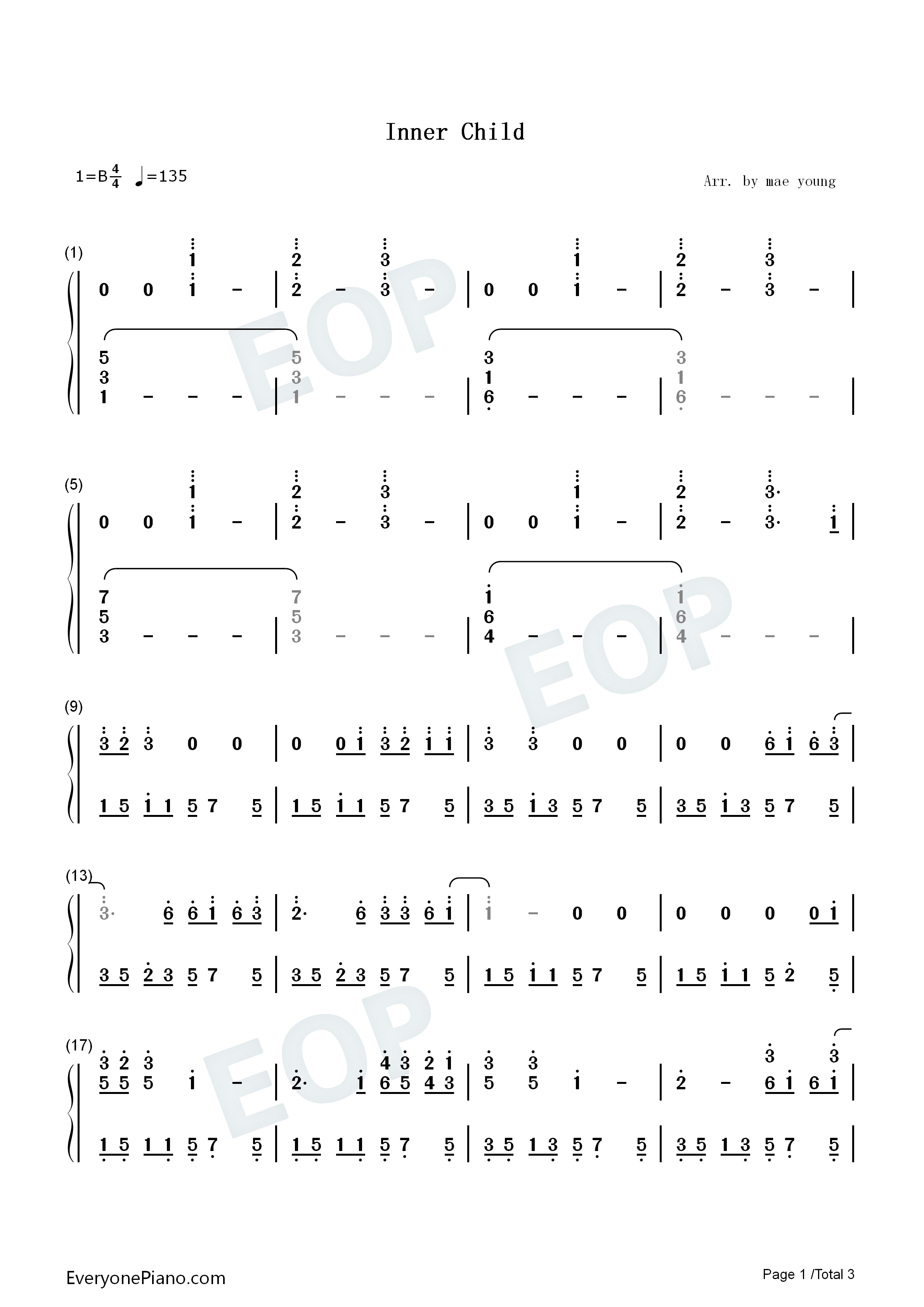 Inner_Child钢琴简谱_防弹少年团演唱