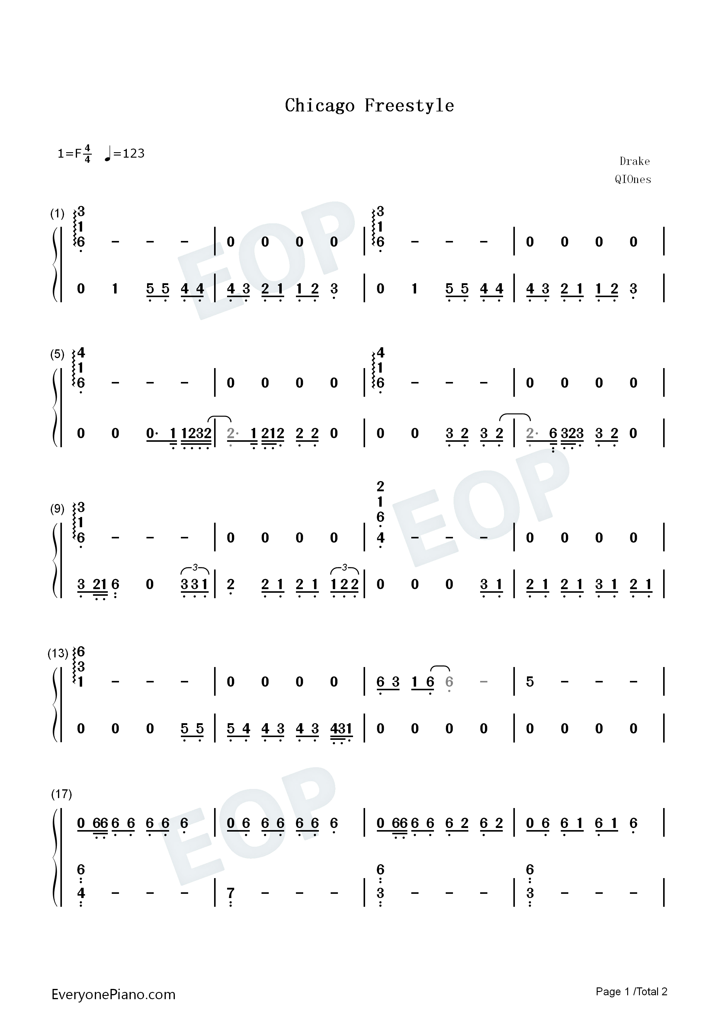 Chicago_Freestyle钢琴简谱_Drake演唱