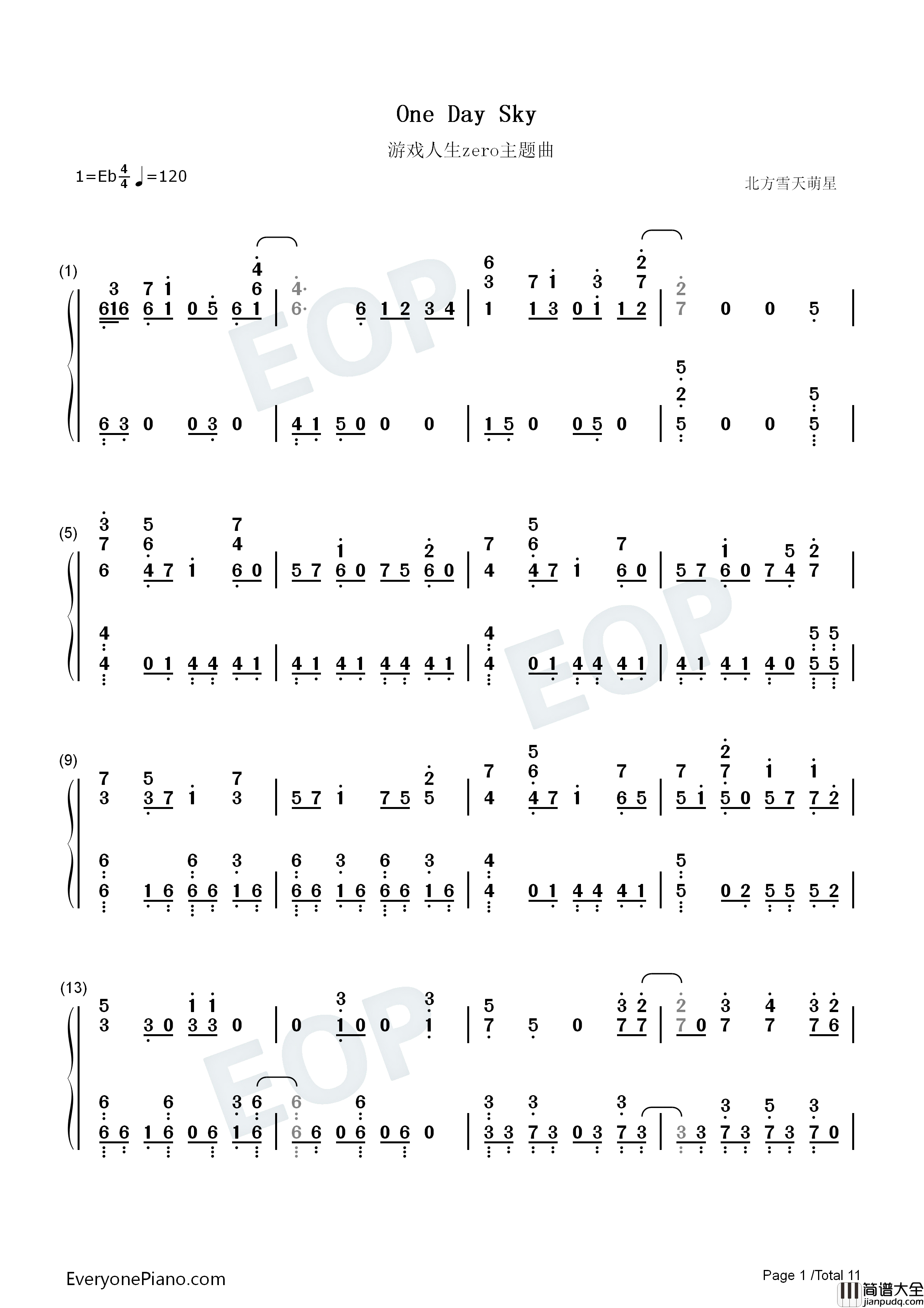 One_Day_Sky钢琴简谱_铃木このみ演唱