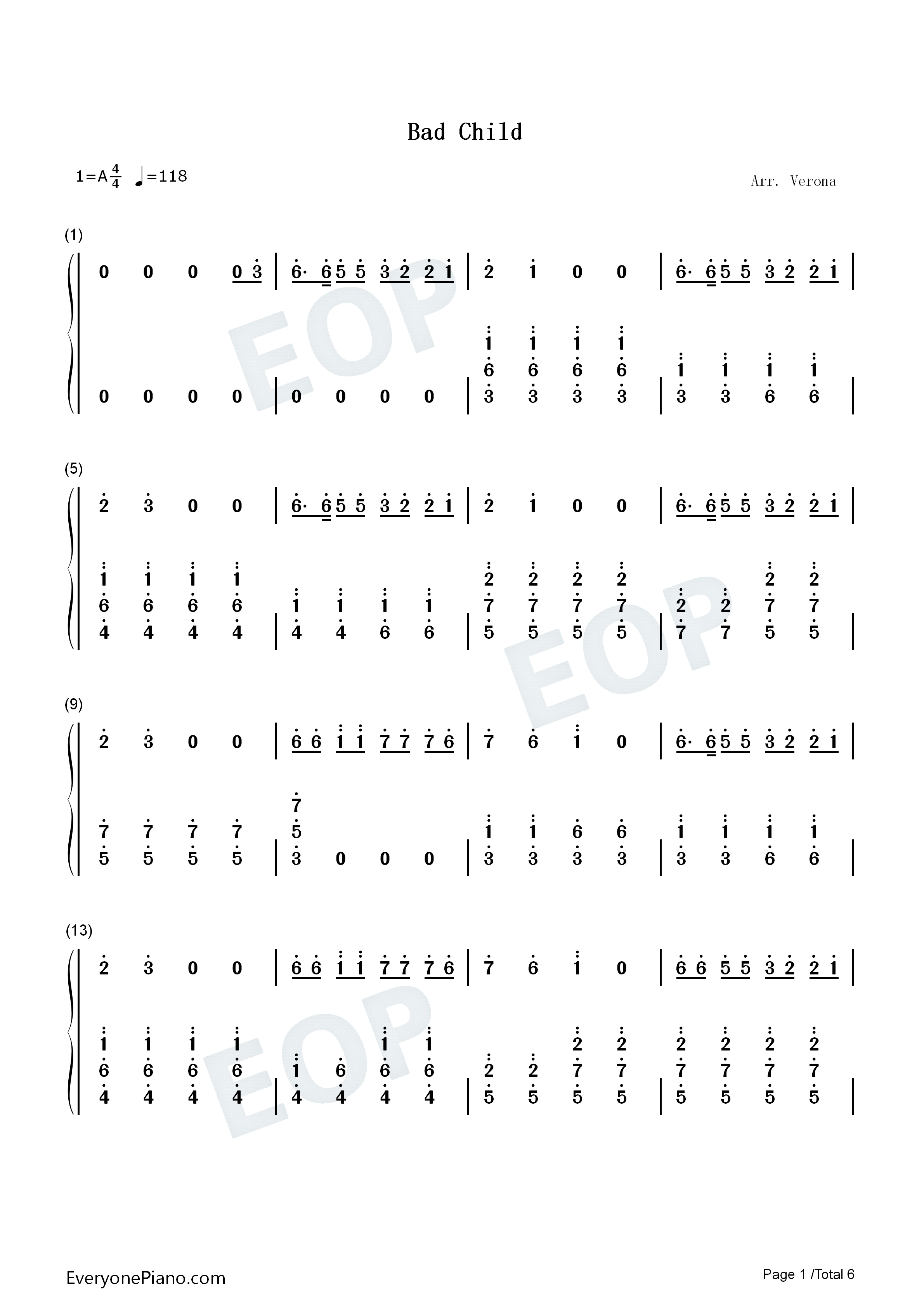 Bad_Child钢琴简谱_Tones_and_I演唱