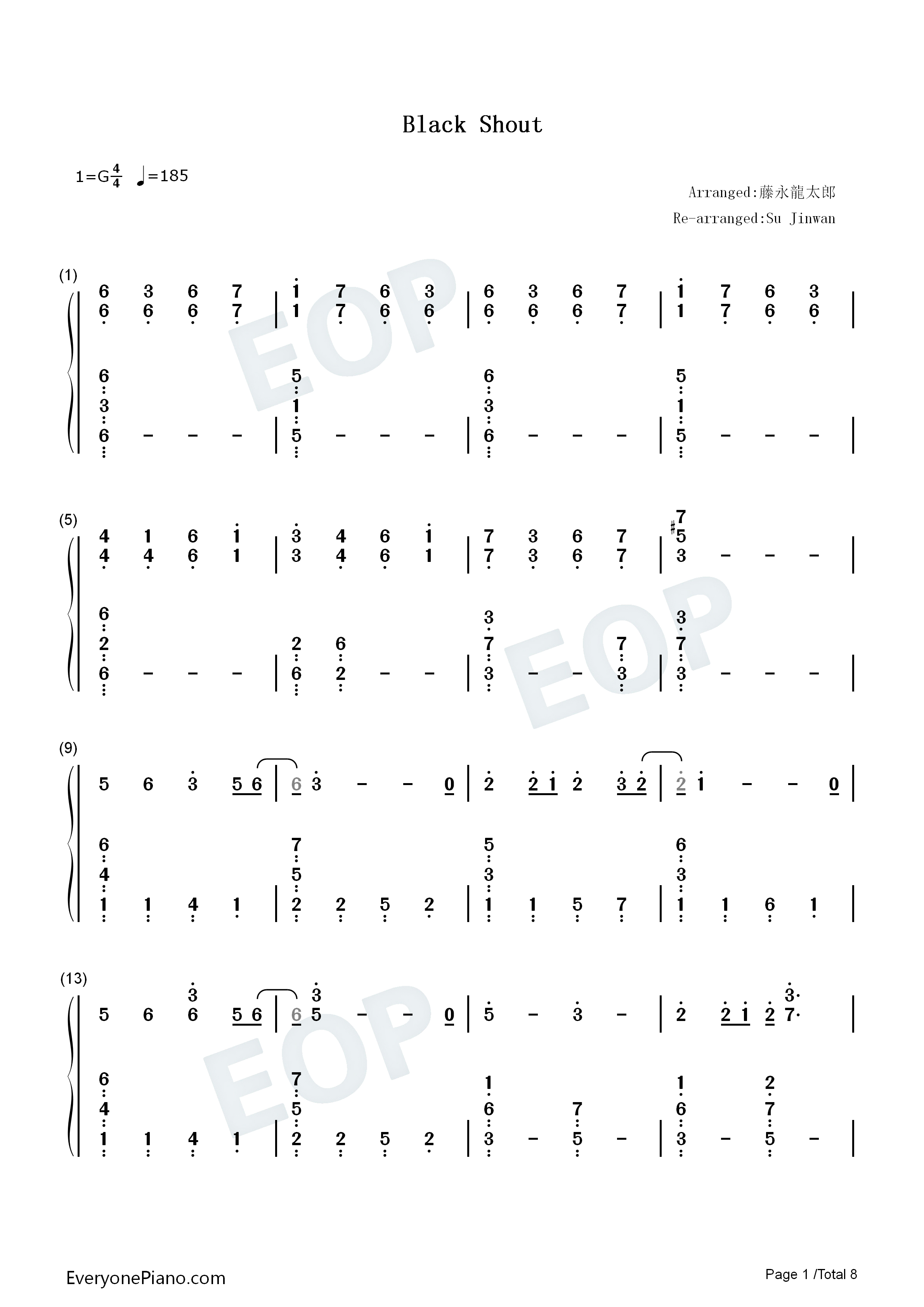 Black_Shout钢琴简谱_Roselia演唱