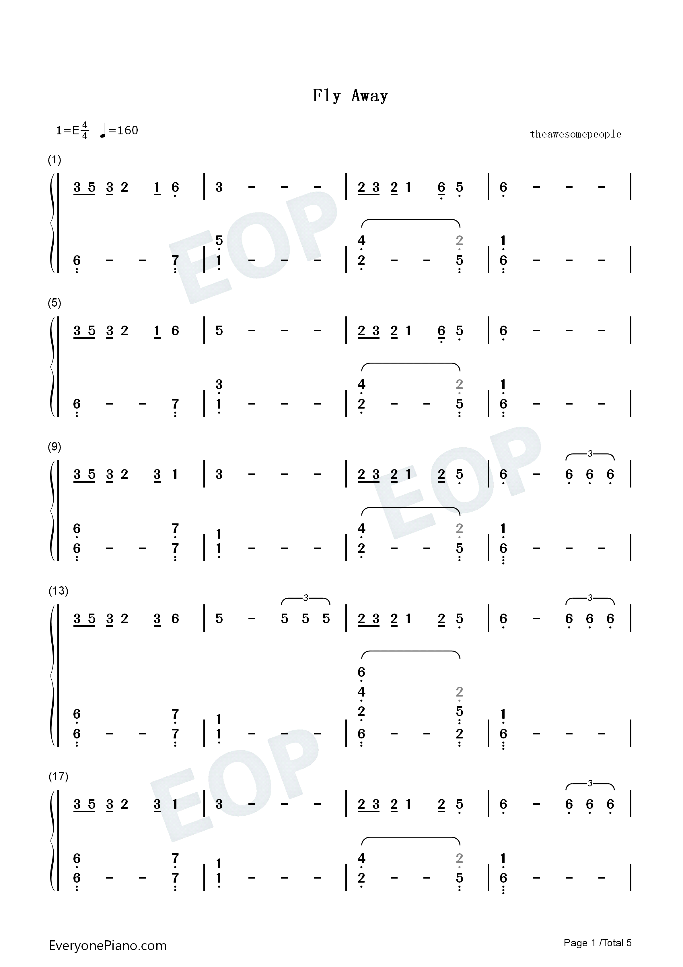 Fly_Away钢琴简谱_TheFatRat_Anjulie演唱