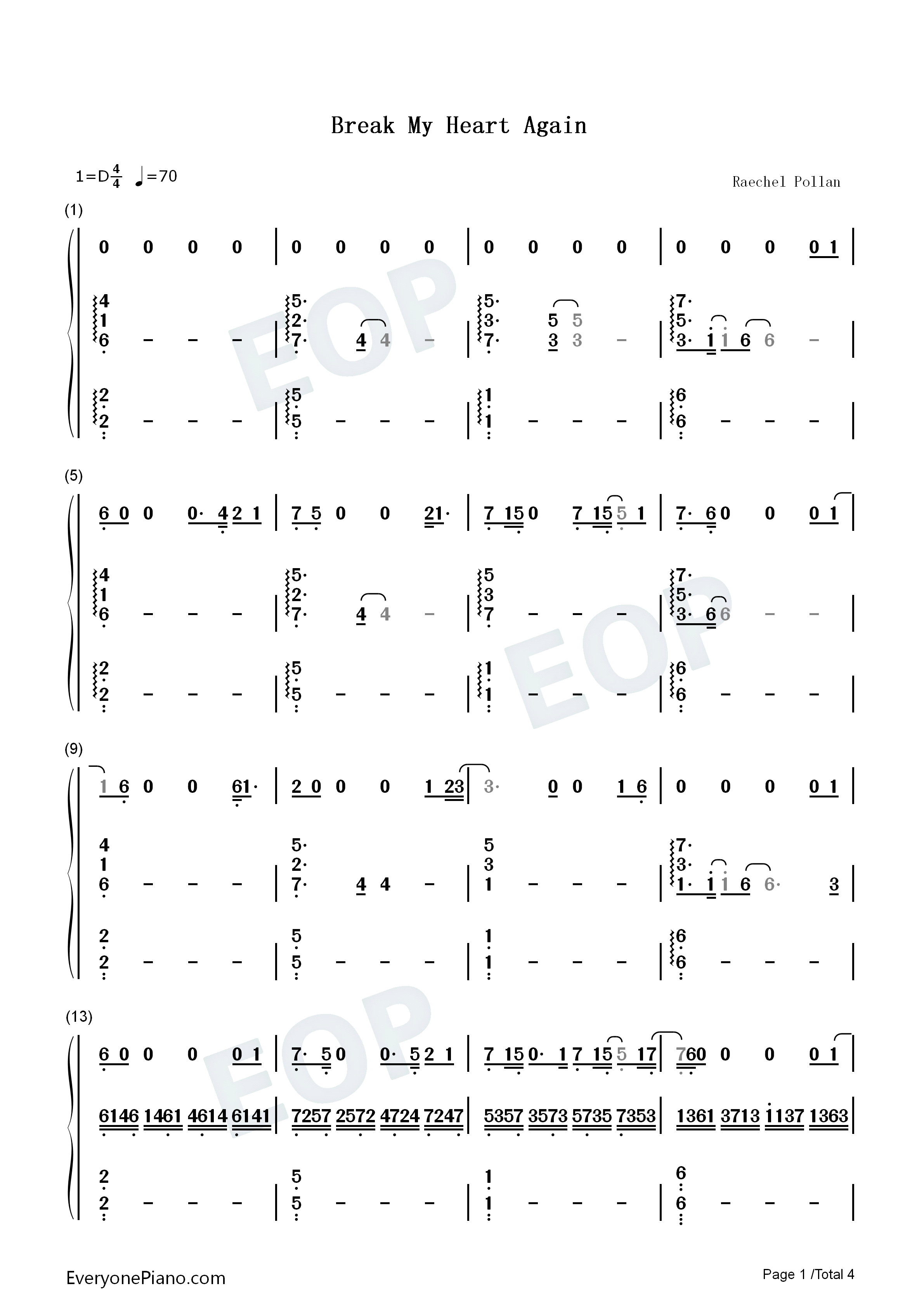 Break_My_Heart_Again钢琴简谱_Finneas演唱