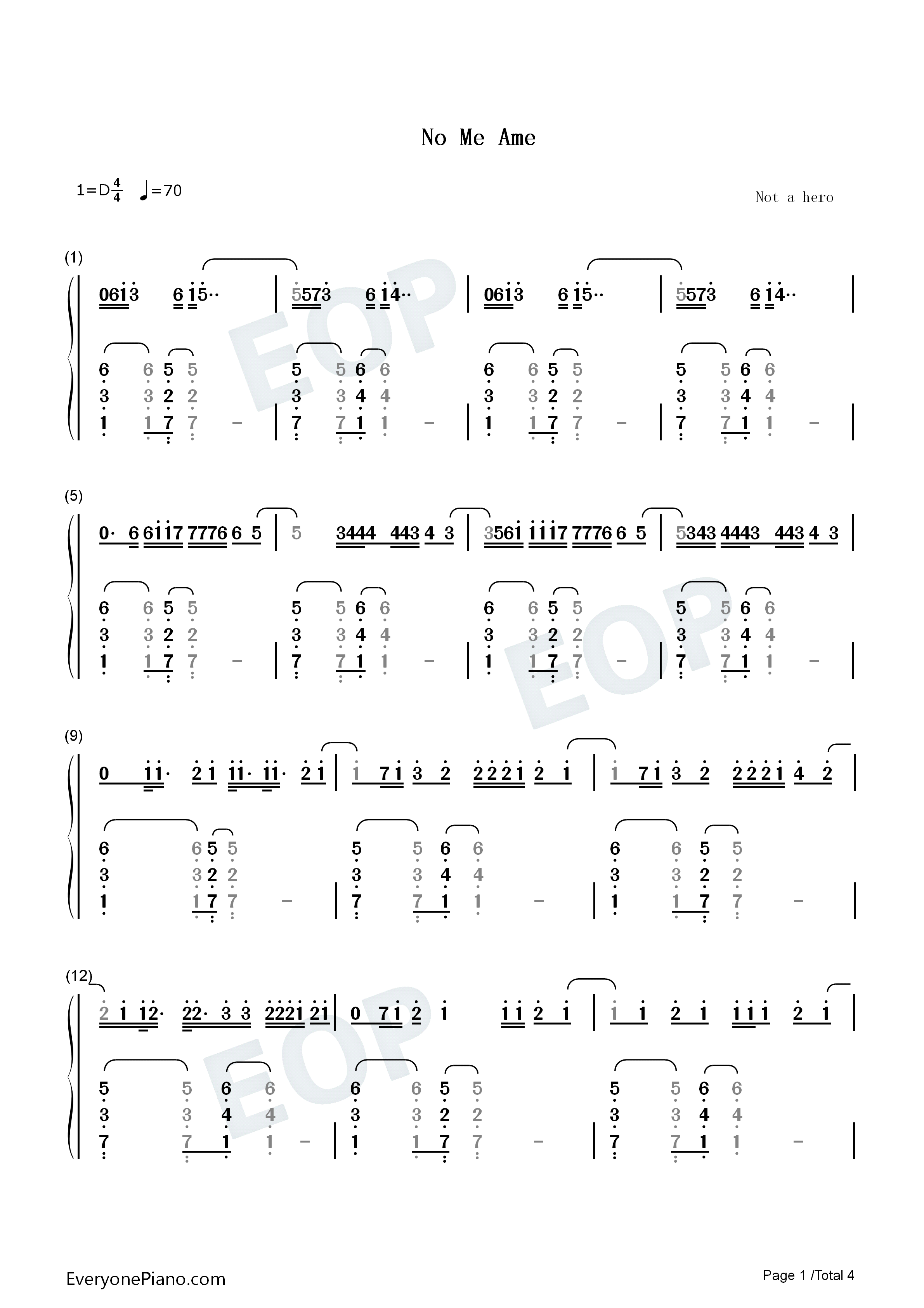 No_Me_Ame钢琴简谱_Anuel_AA_Rvssian_Juice_Wrld演唱