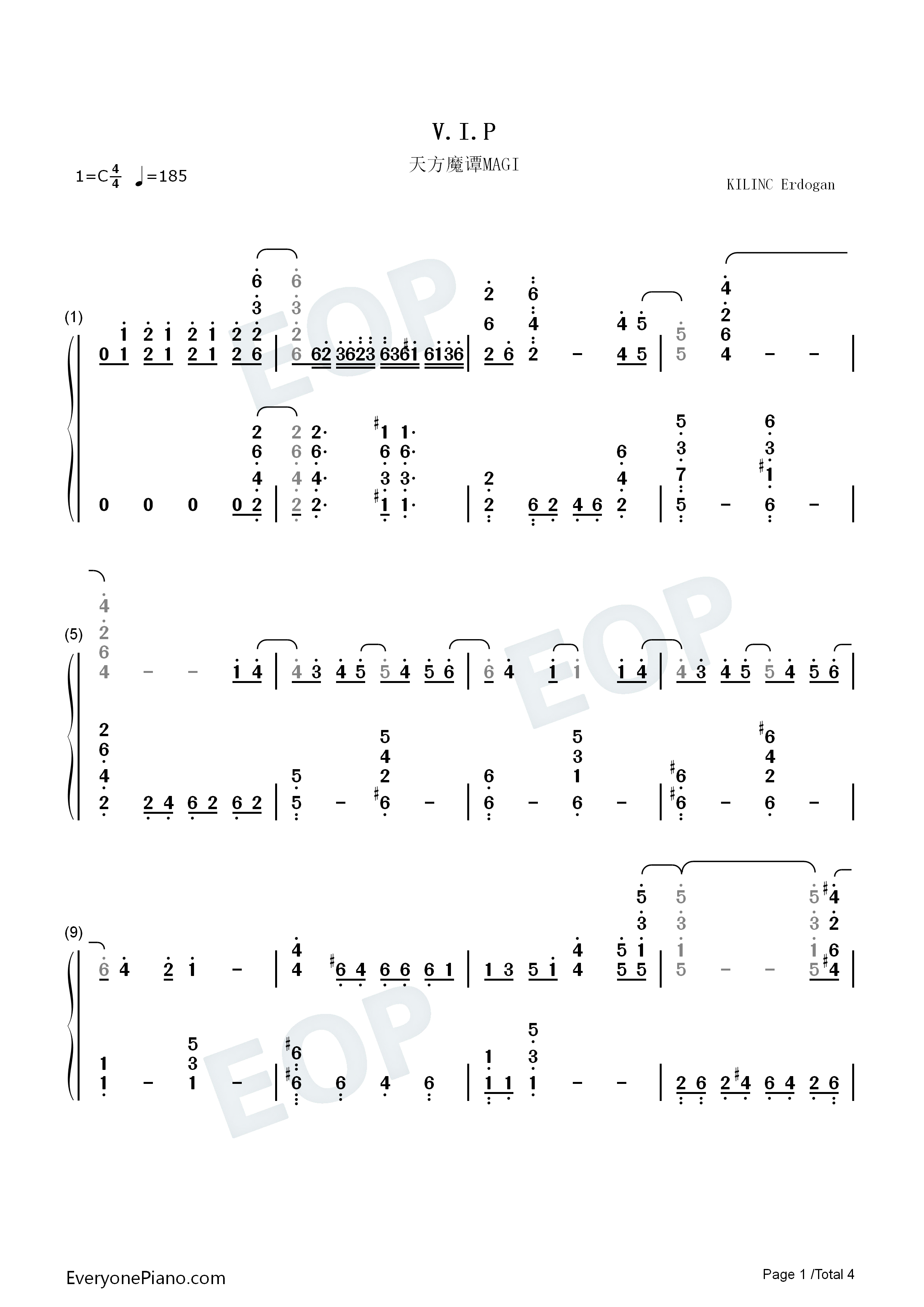 V.I.P钢琴简谱_SID演唱