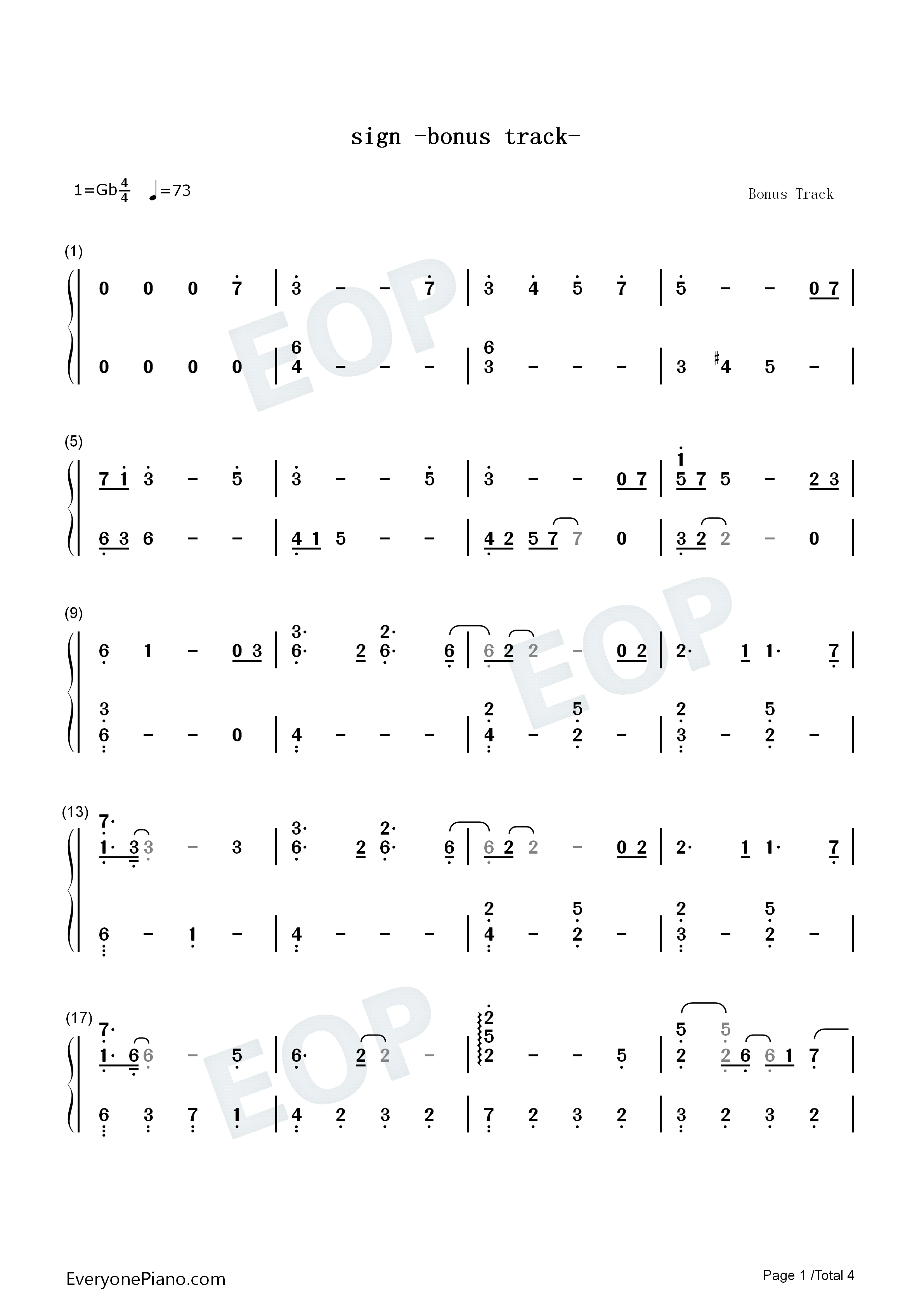 sign_钢琴简谱_Chouchou演唱