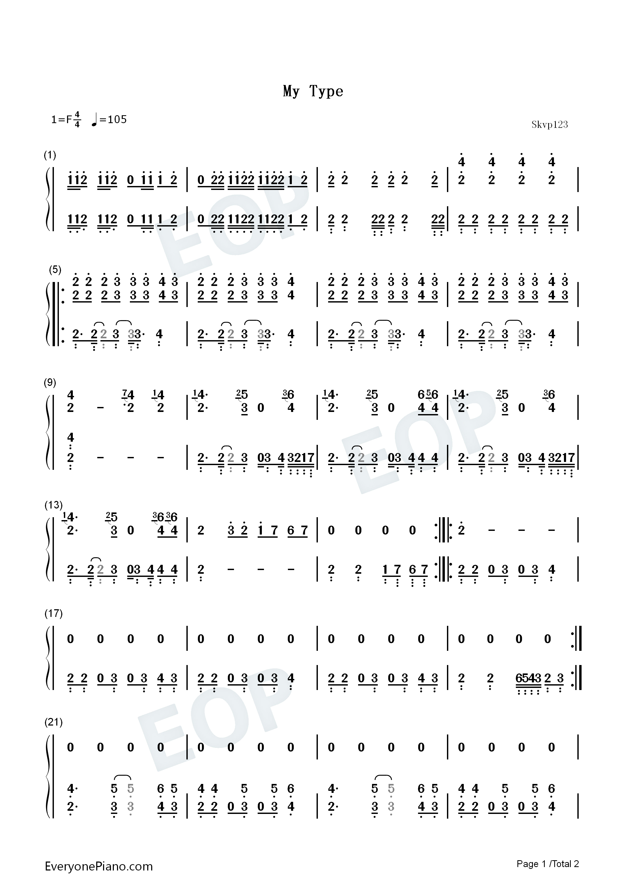 My_Type钢琴简谱_Saweetie演唱