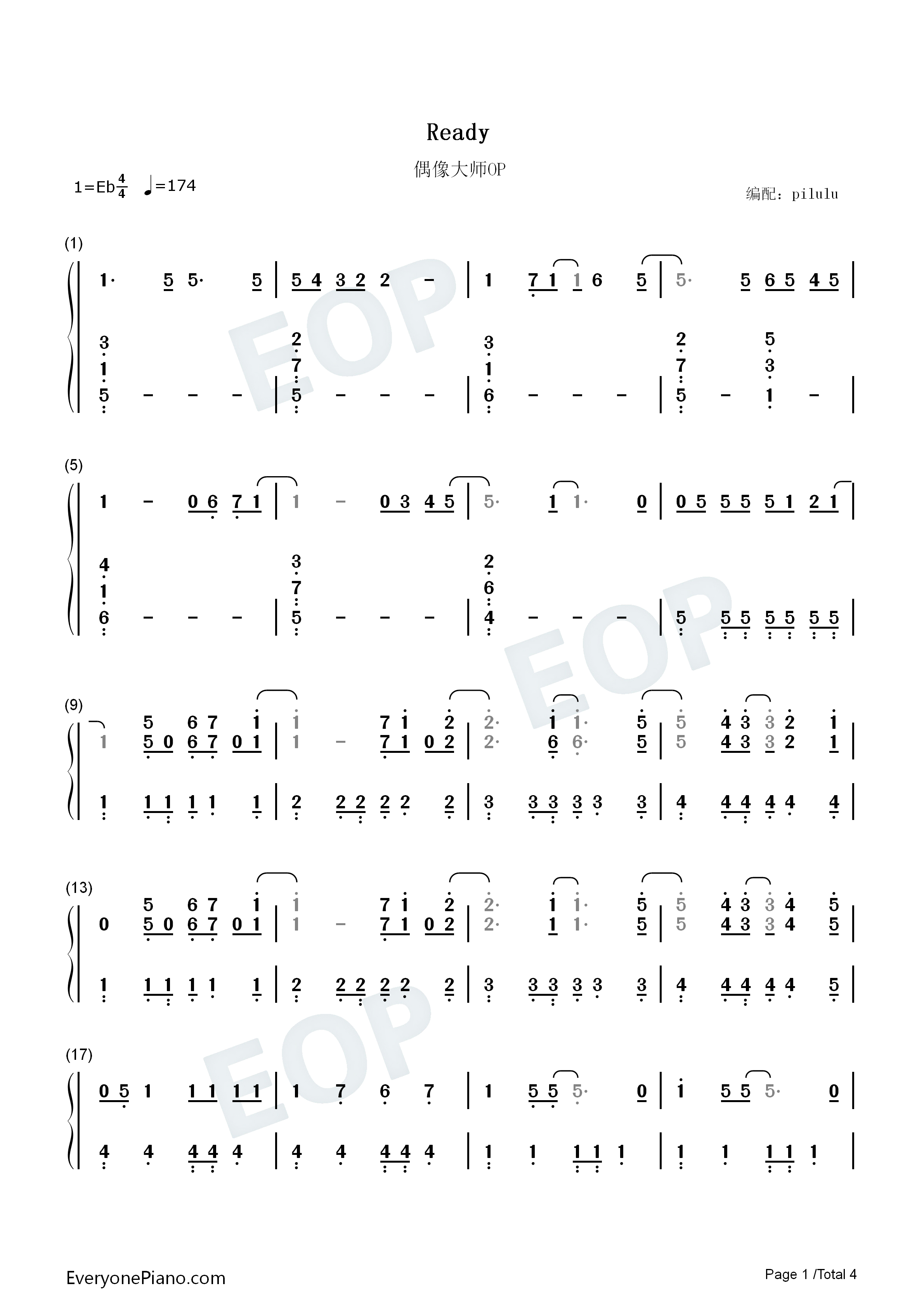 Ready钢琴简谱_765PRO_Allstars演唱