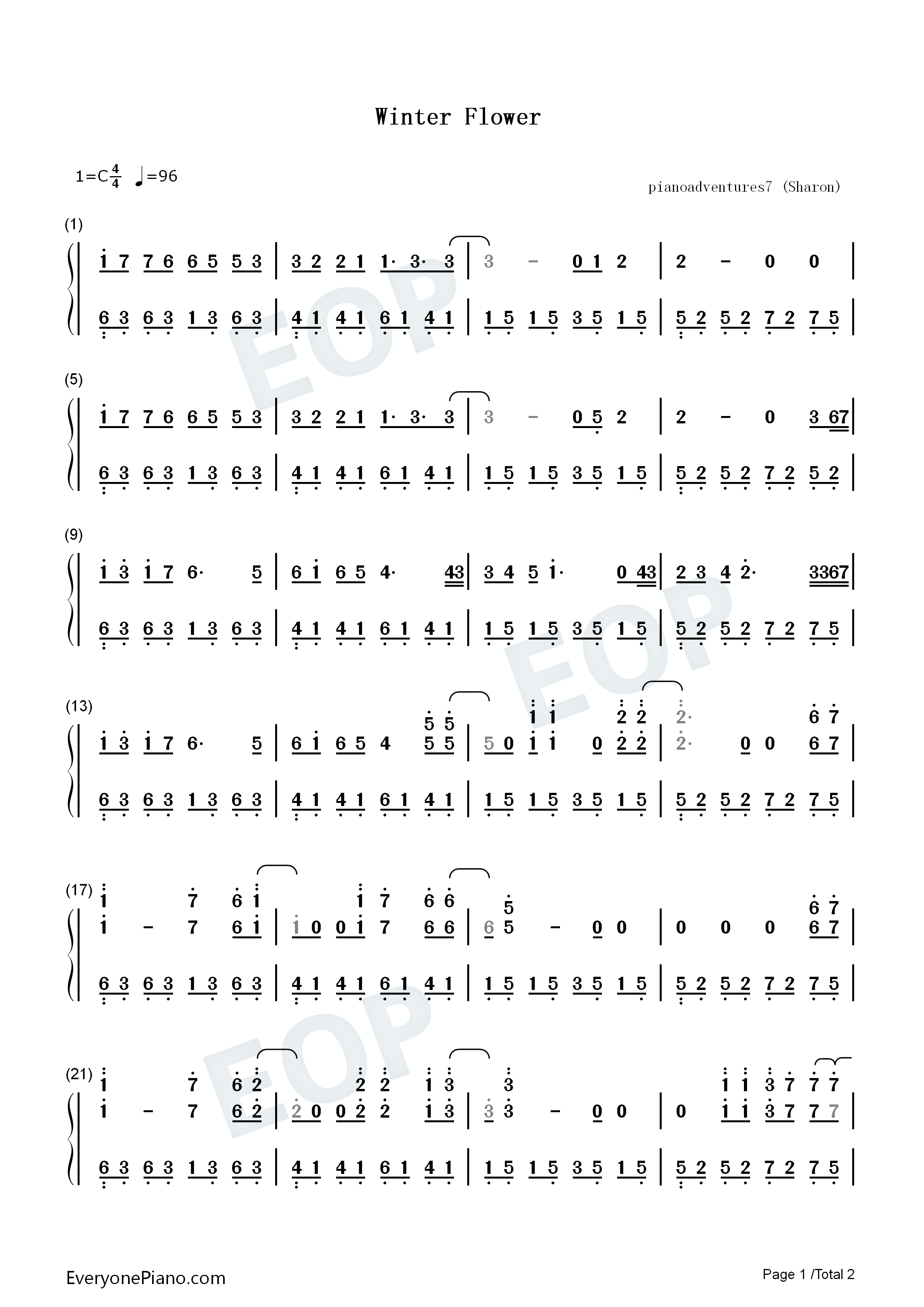 Winter_Flower钢琴简谱_Younha_RM演唱