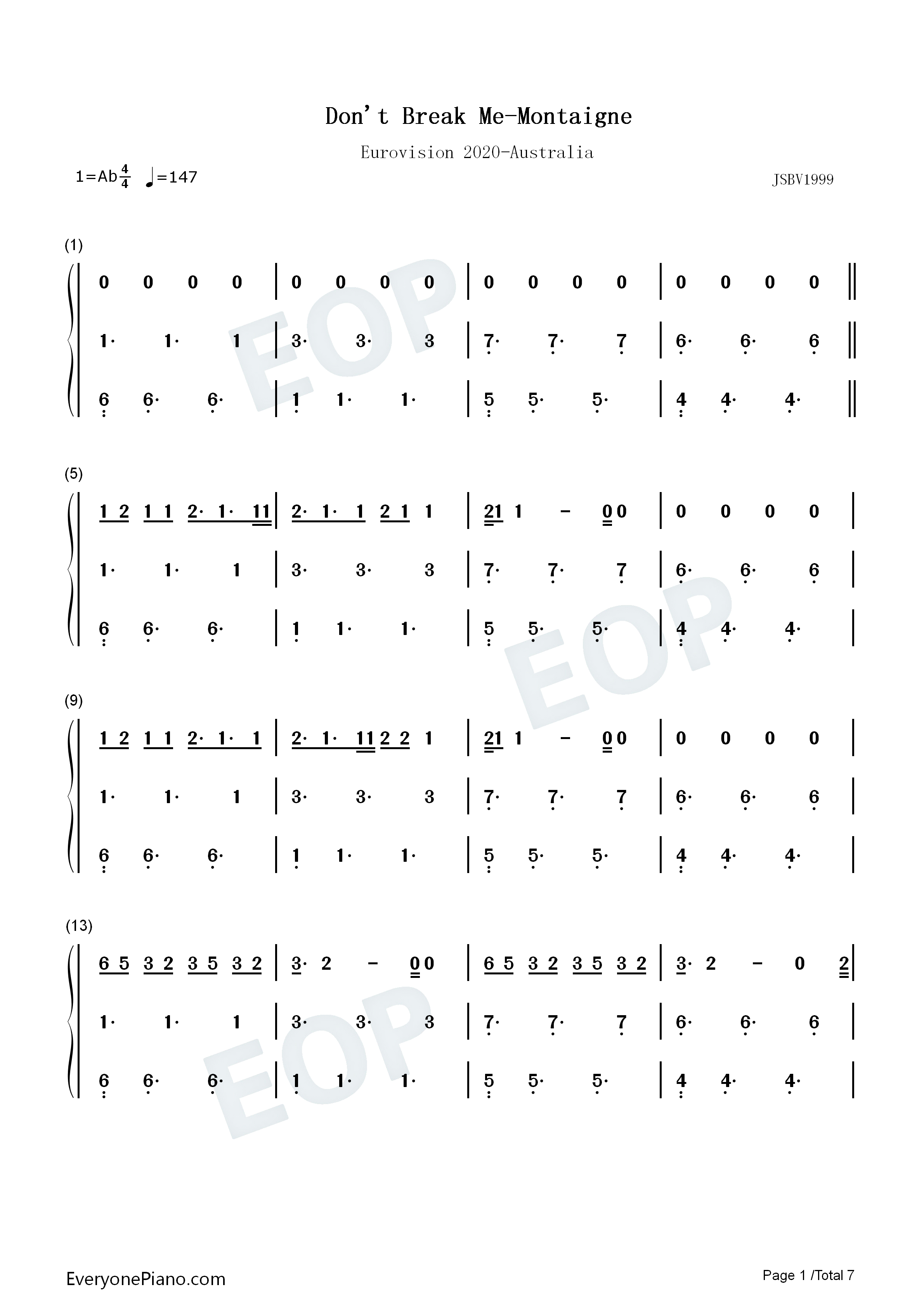 Dont_Break_Me钢琴简谱_Montaigne演唱