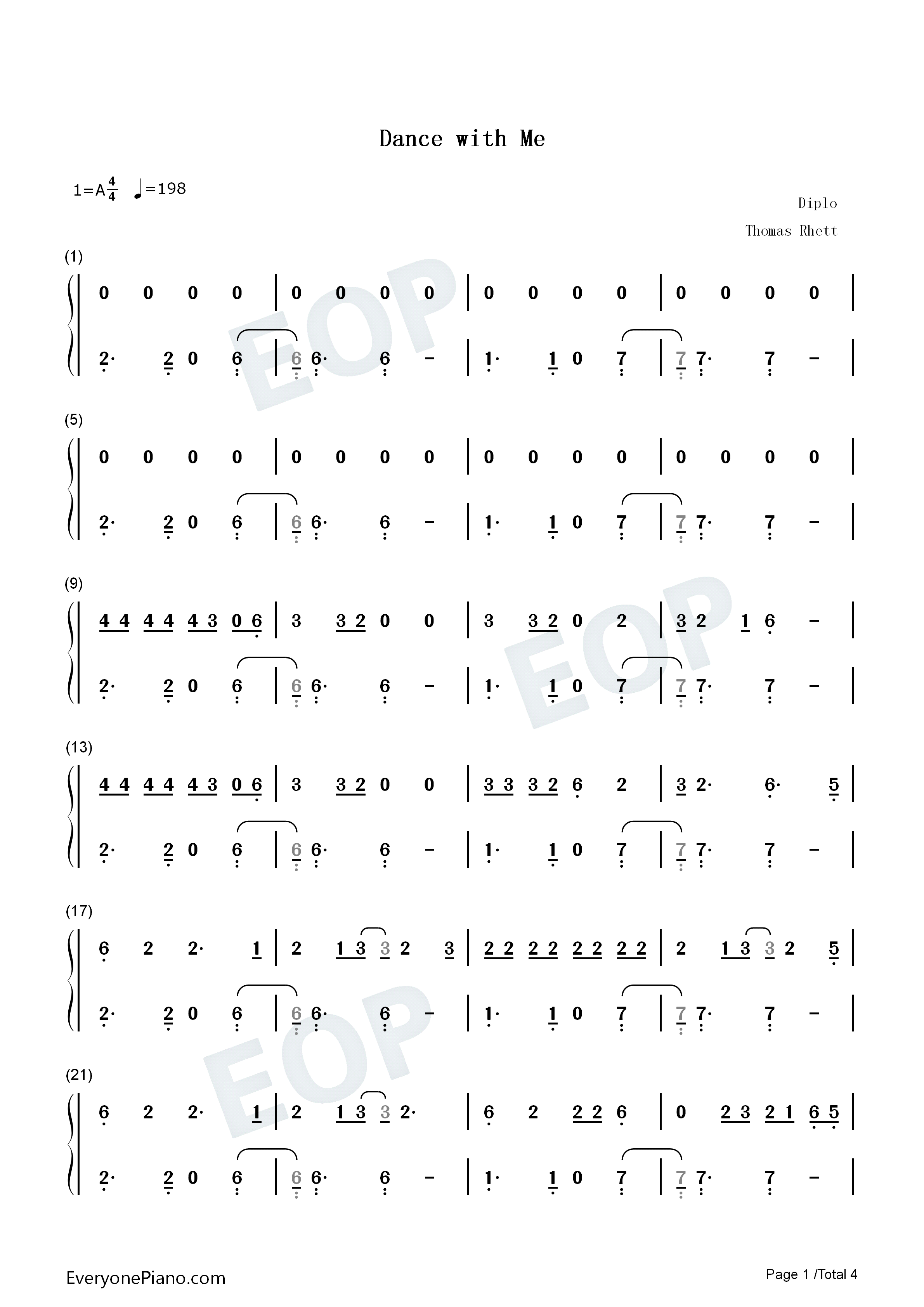 Dance_with_Me钢琴简谱_Diplo_Thomas_Rhett_Young_Thug演唱
