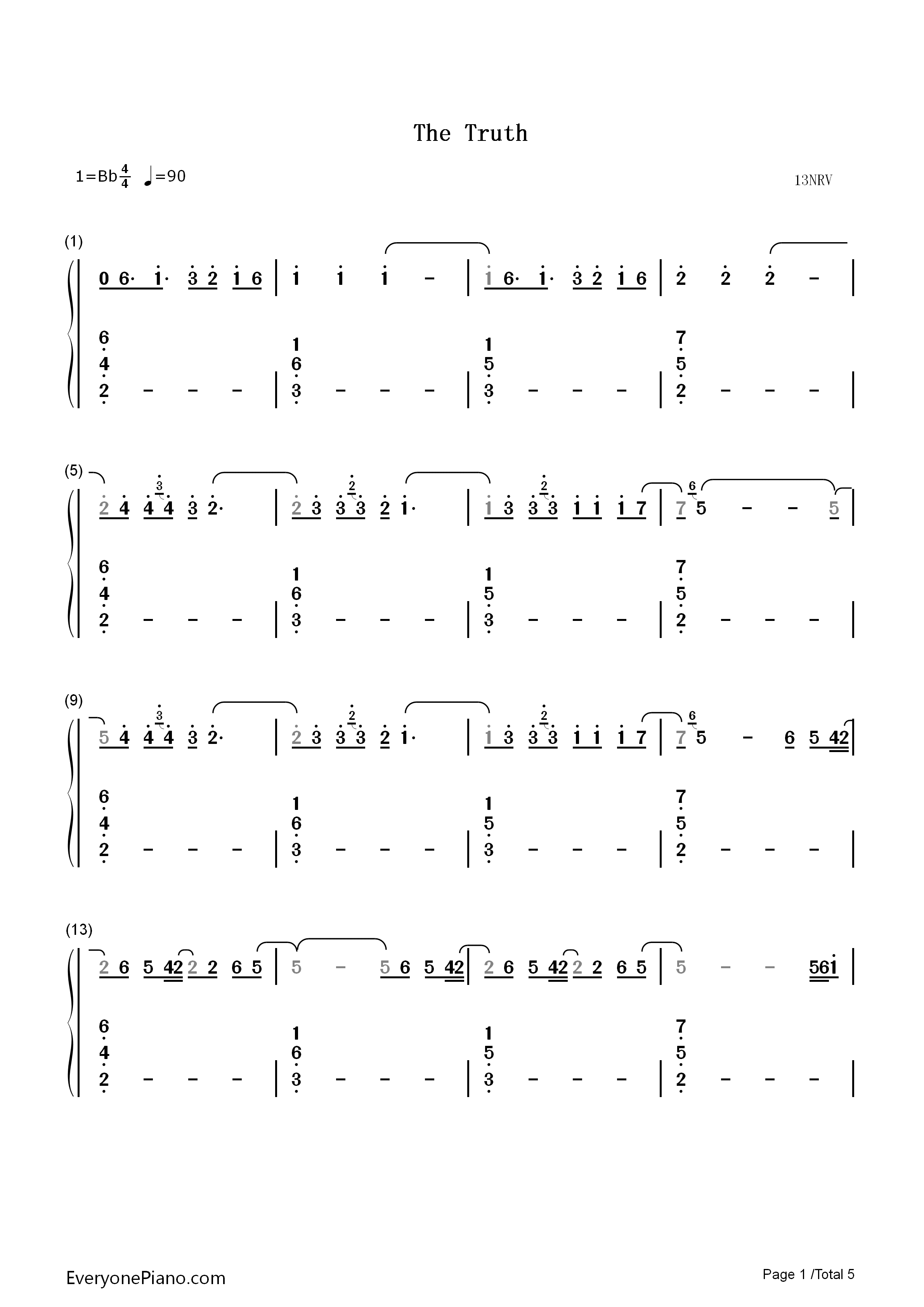 The_Truth钢琴简谱_Kygo_Valerie_Broussard演唱