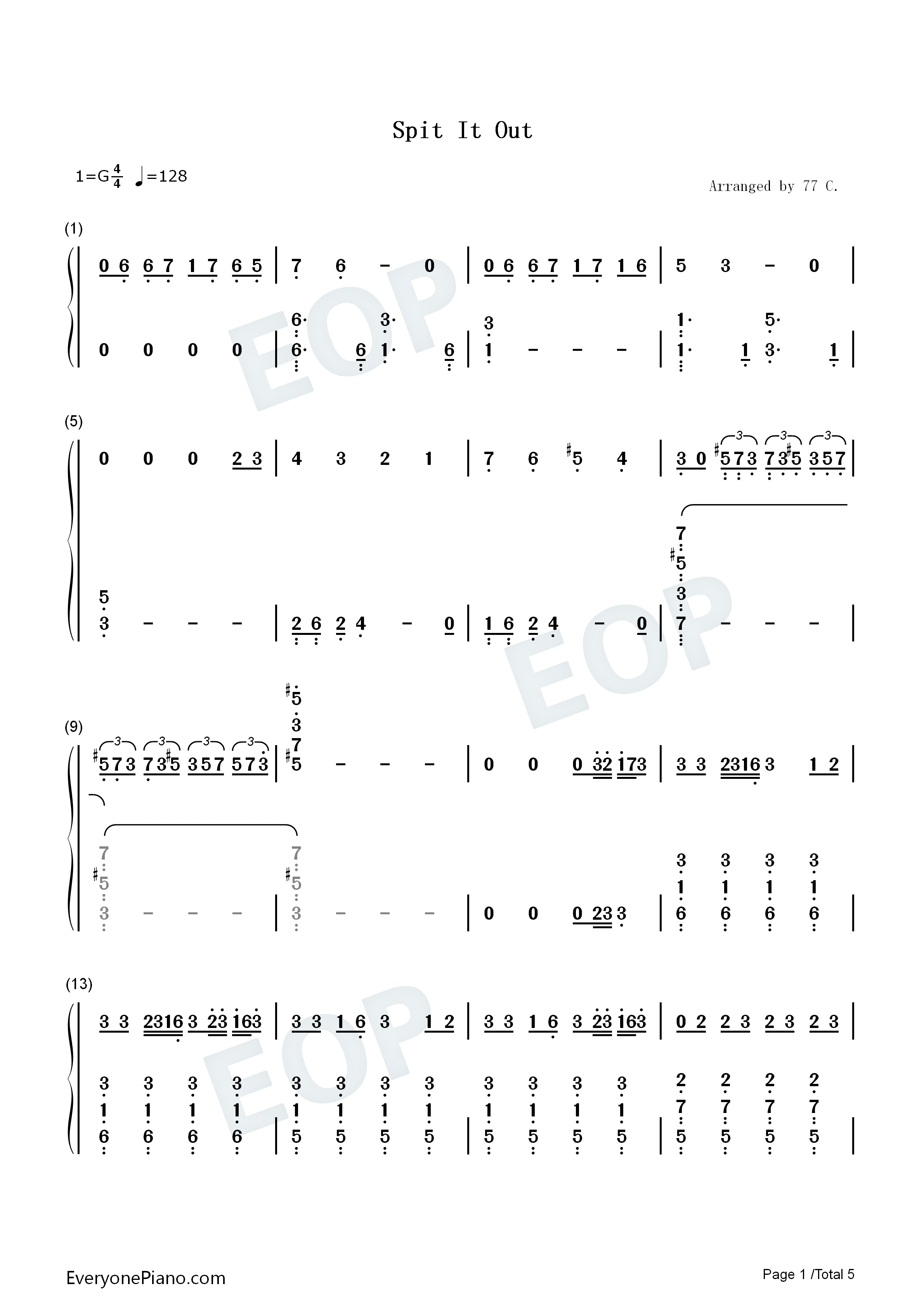 Spit_It_Out钢琴简谱_颂乐_Solar演唱