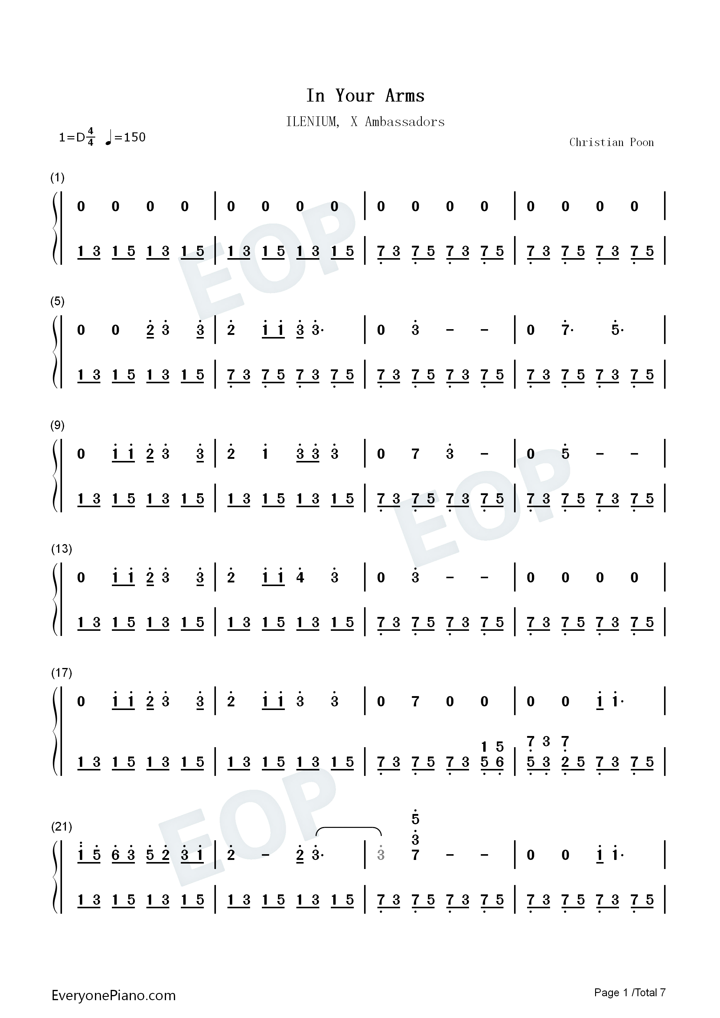 In_Your_Arms钢琴简谱_Illenium_X_Ambassadors演唱