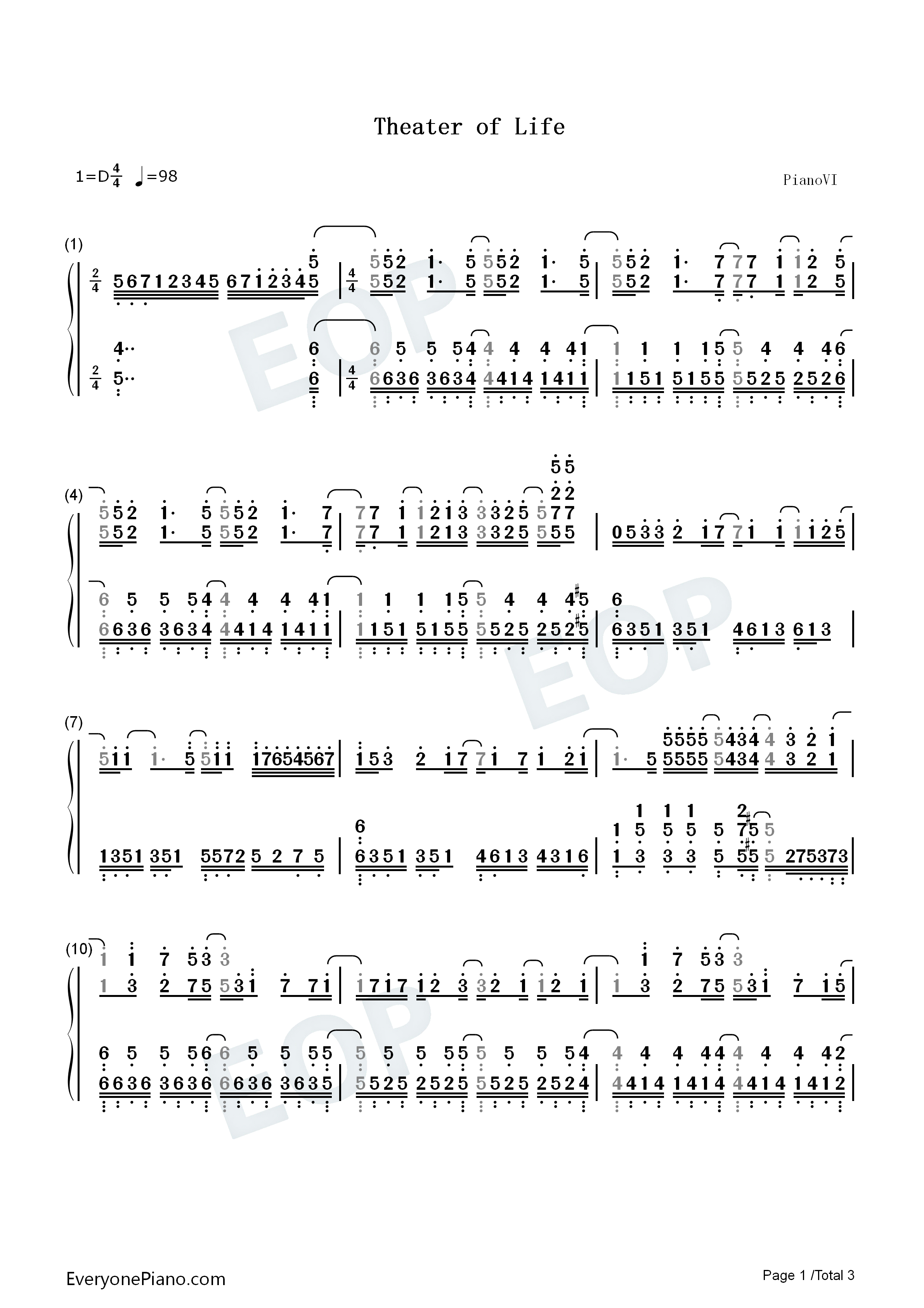 Theater_of_Life钢琴简谱_铃木木乃美演唱