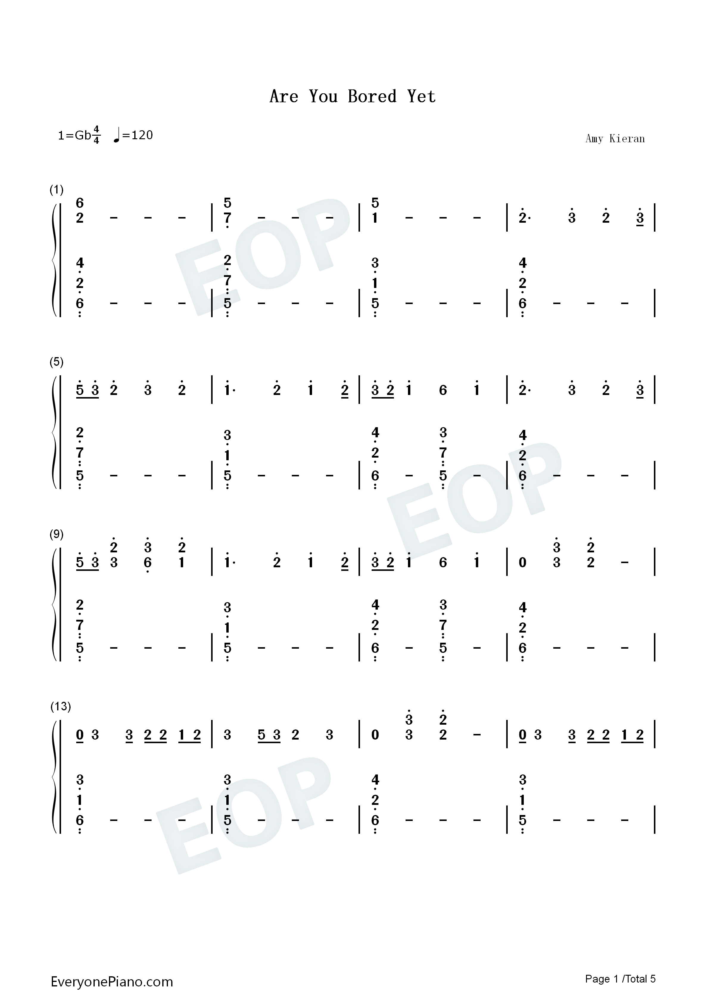 Are_You_Bored_Yet钢琴简谱_Wallows_Clairo演唱