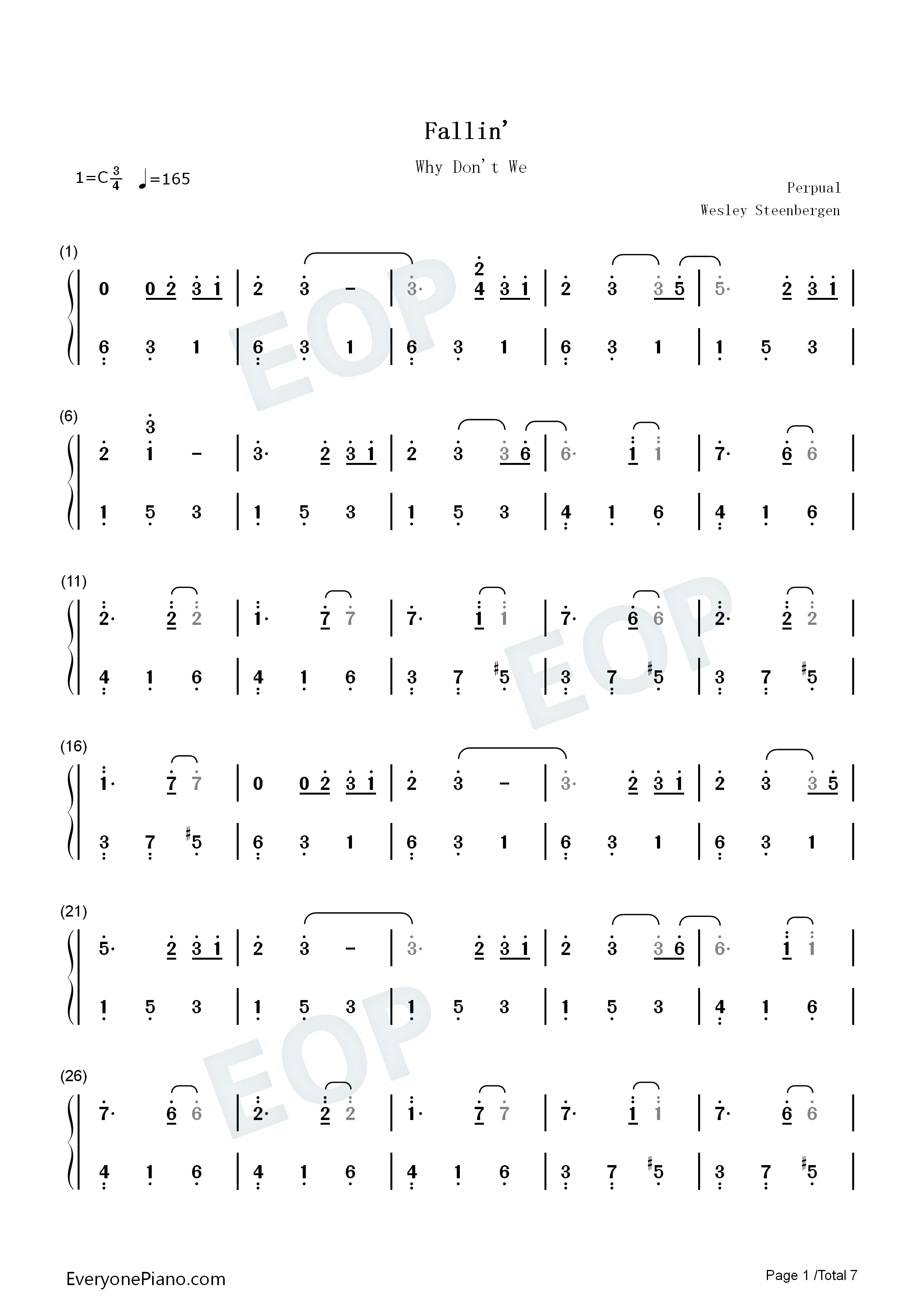Fallin钢琴简谱_Why_Don't_We演唱
